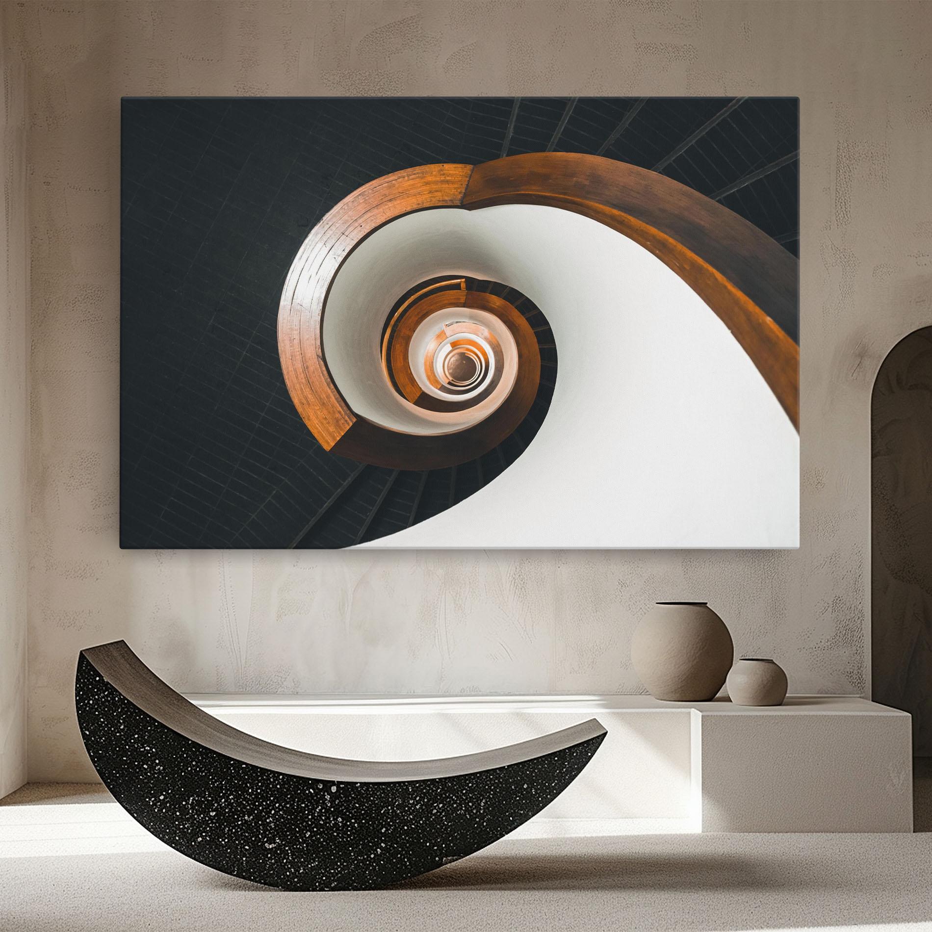 Obraz na Płótnie Black Spiral Stairs mockup 8