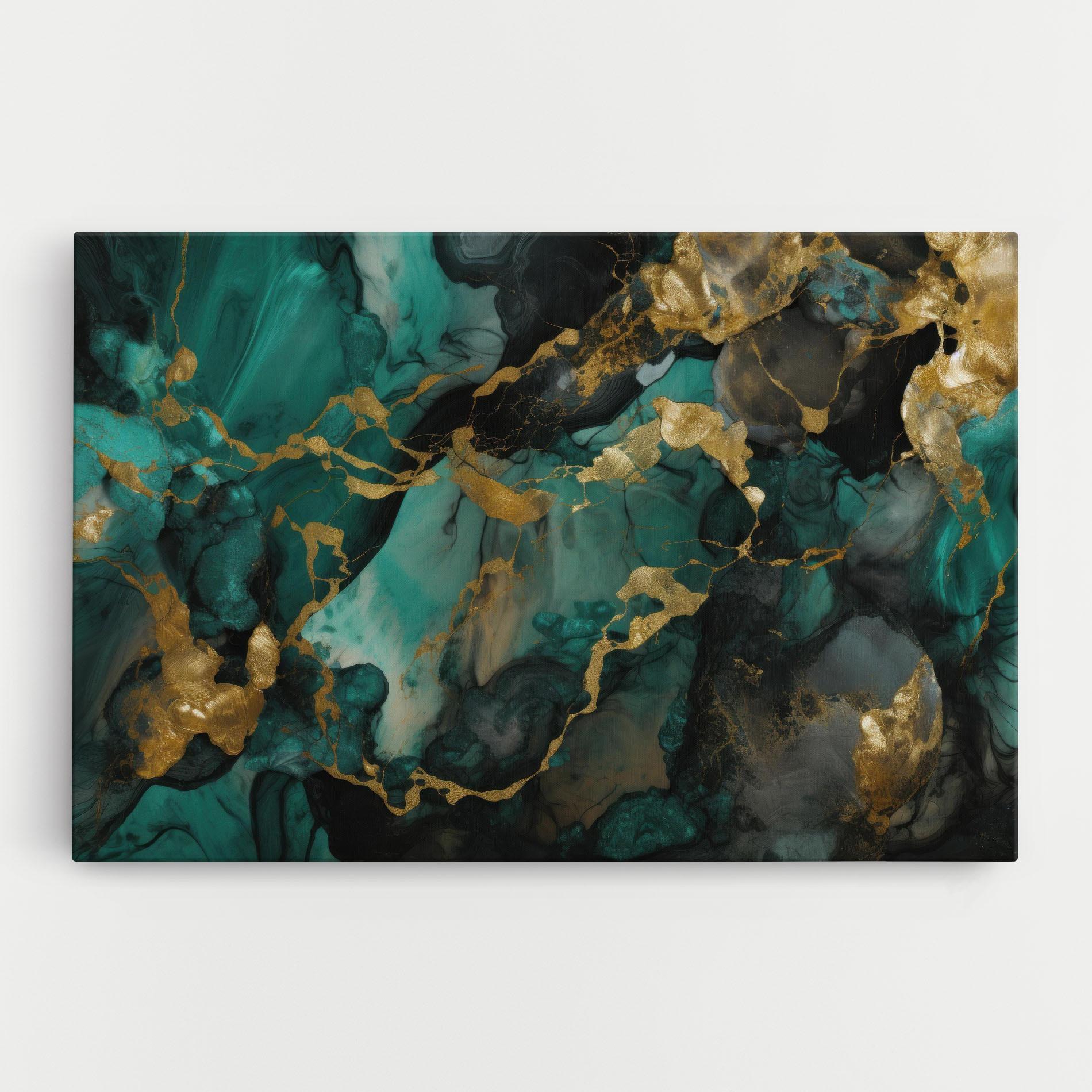 Obraz na Płótnie Dark Green Golden Marble mockup 0