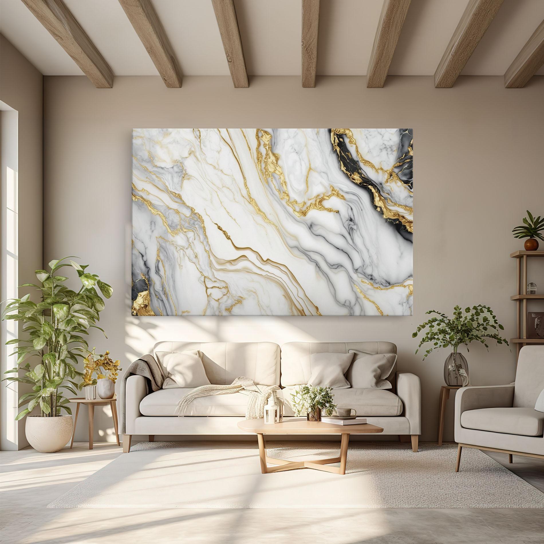 Obraz na Płótnie White Golden Marble mockup 6