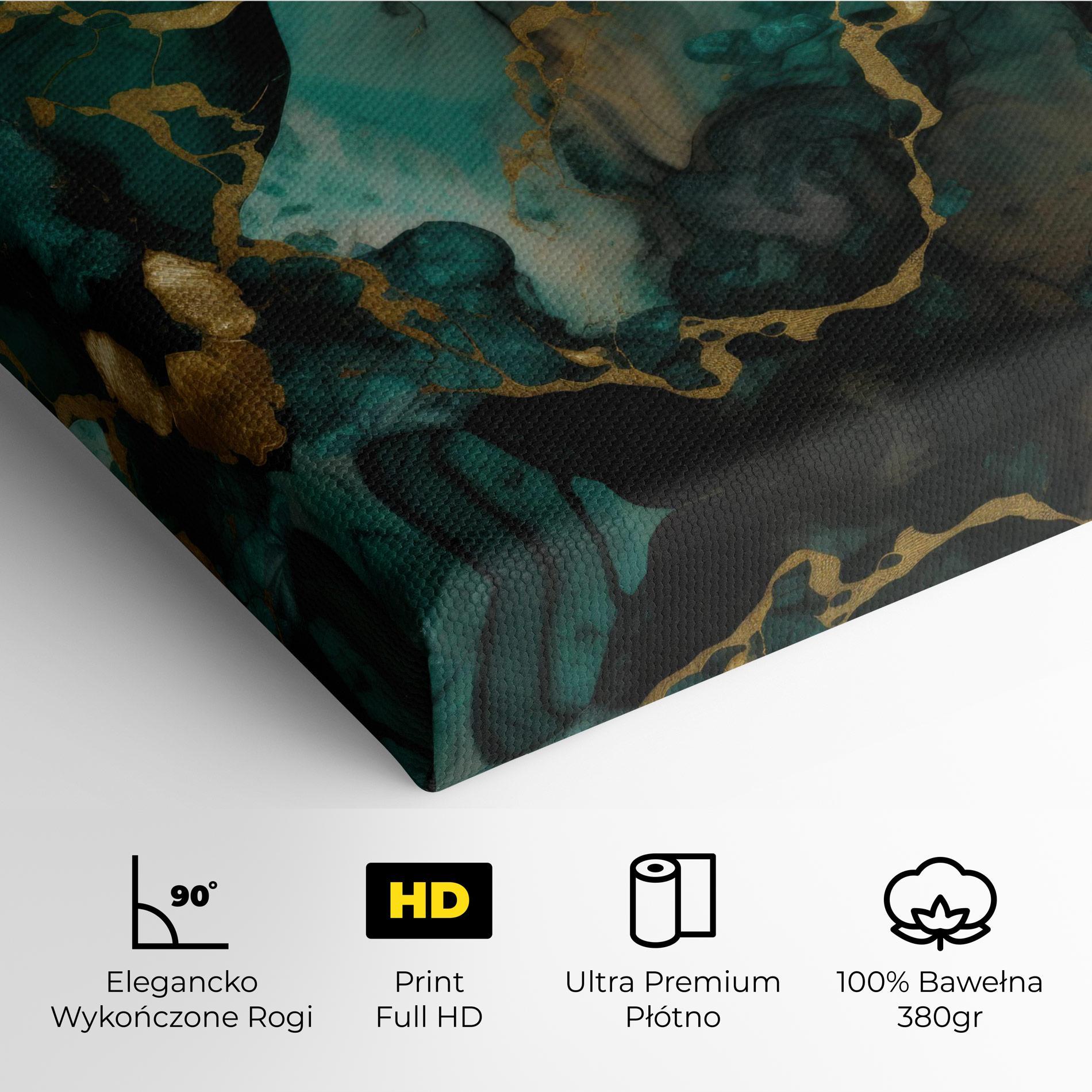 Obraz na Płótnie Dark Green Golden Marble mockup 4