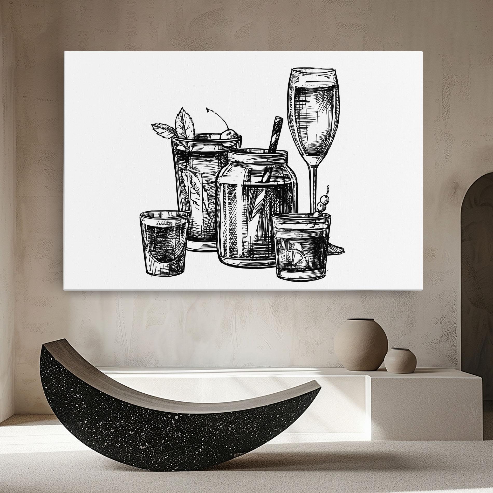 Obraz na Płótnie Black Line Drinks mockup 8