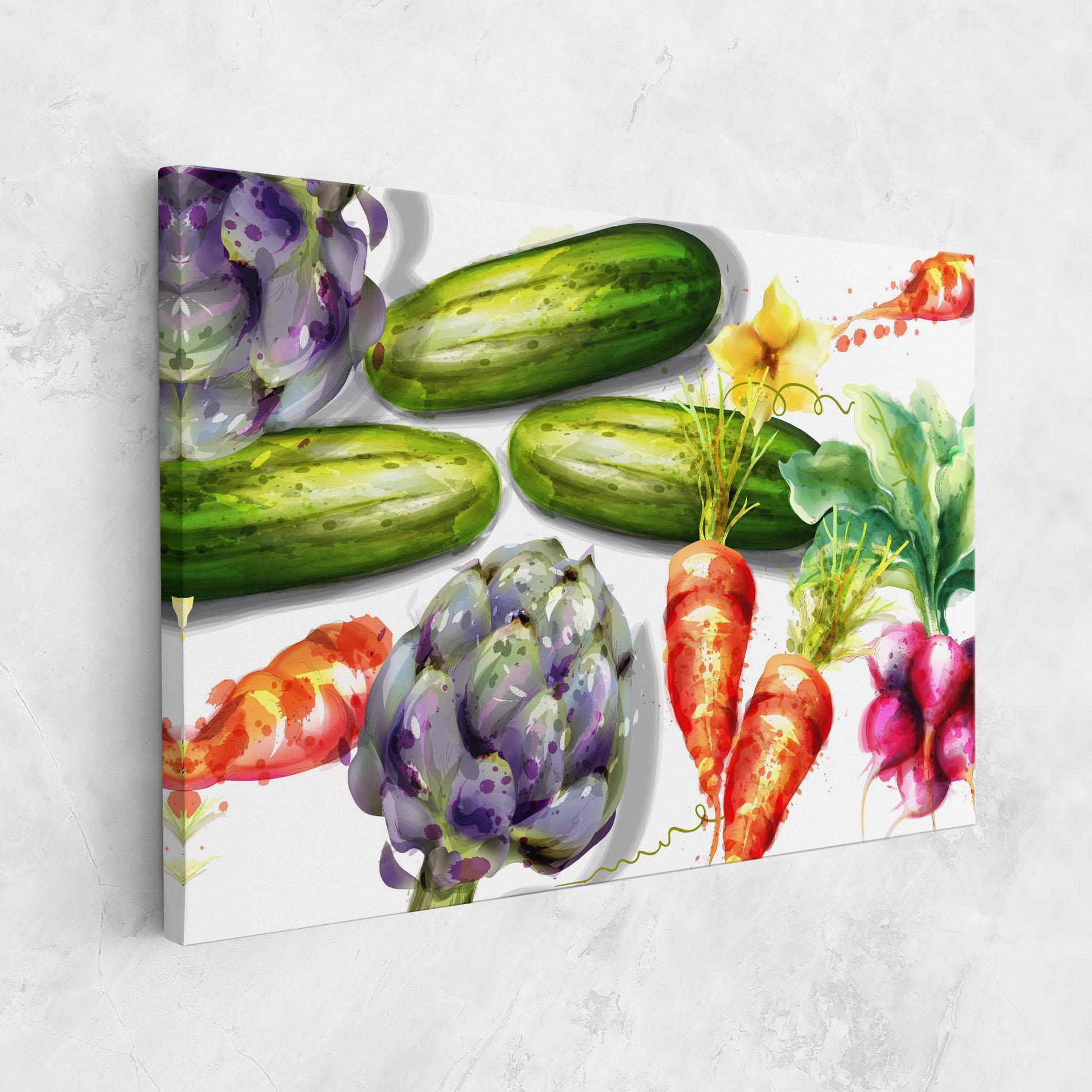 Obraz na Płótnie Watercolor Vegetables mockup 1