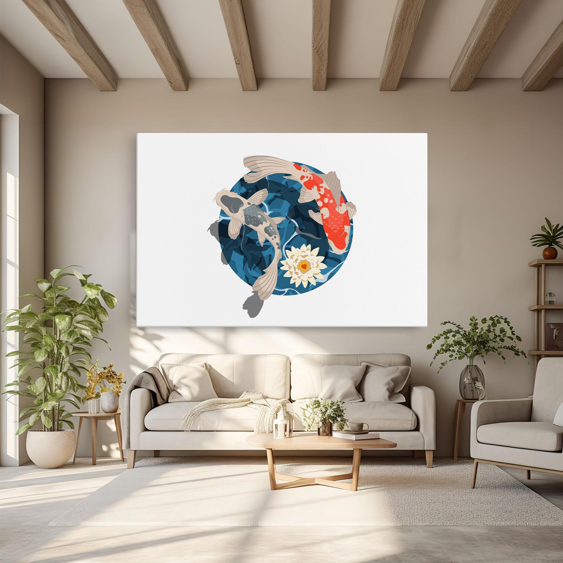 Obraz na Płótnie Grey Orange Koi mockup 6