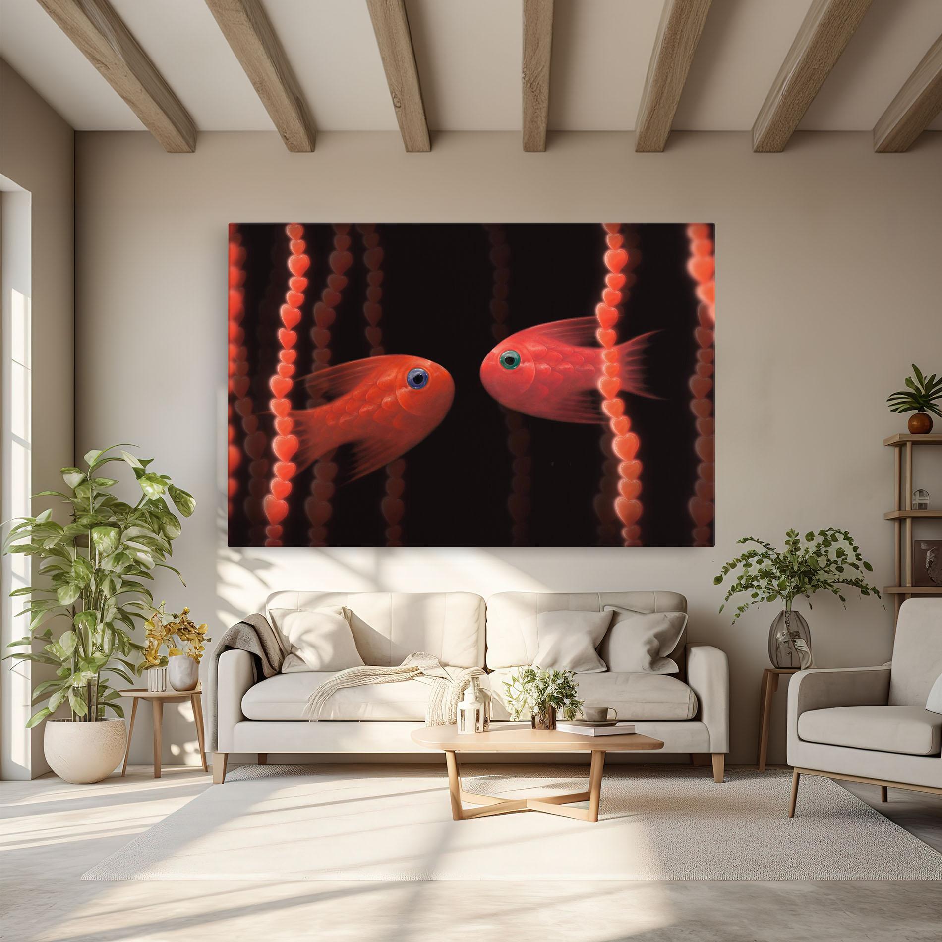 Obraz na Płótnie Orange Fish Heart mockup 6