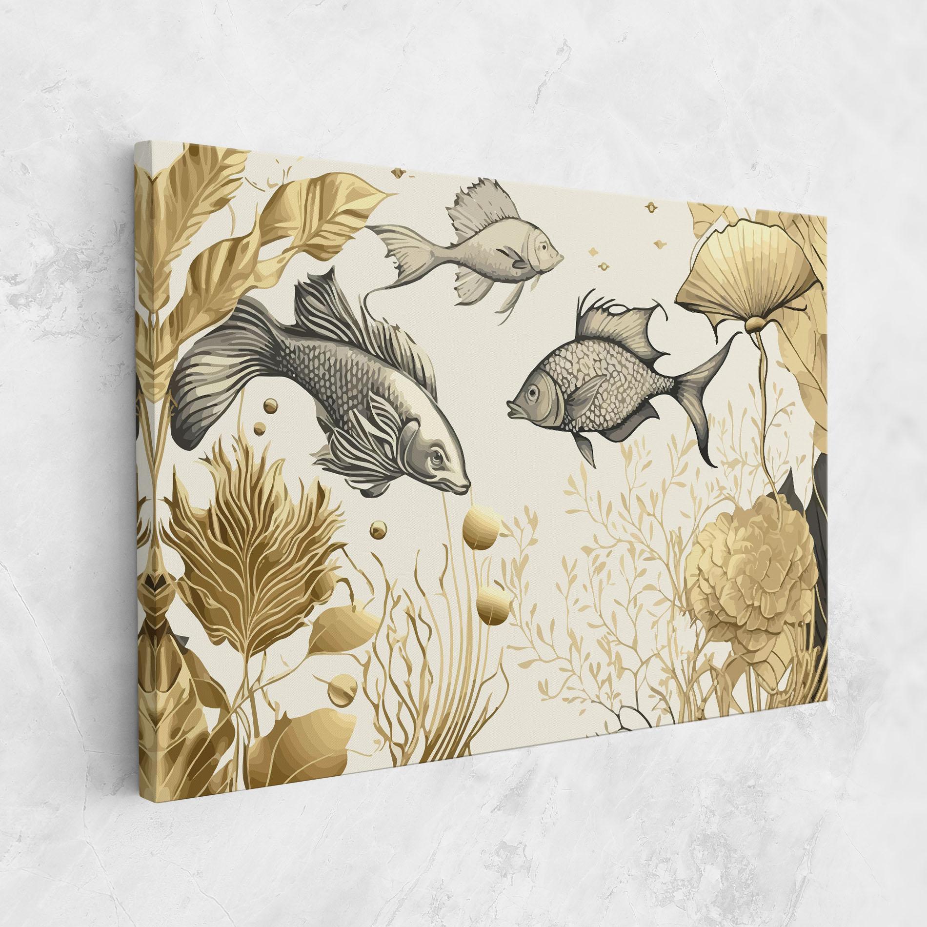 Obraz na Płótnie Grey Gold Fish mockup 1