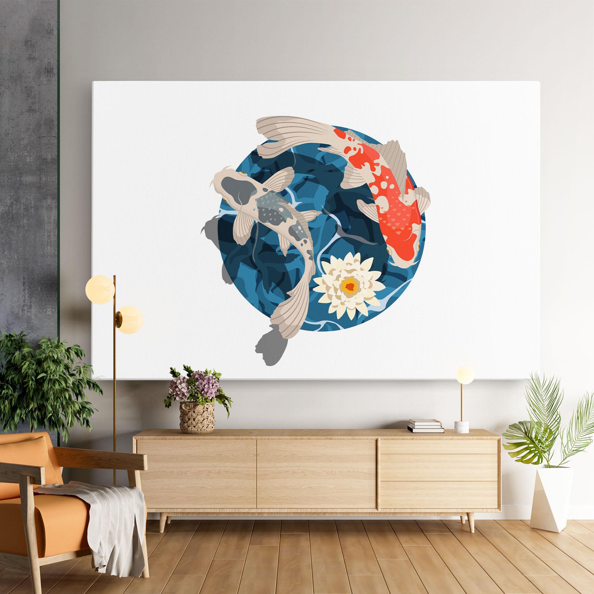 Obraz na Płótnie Grey Orange Koi mockup 9