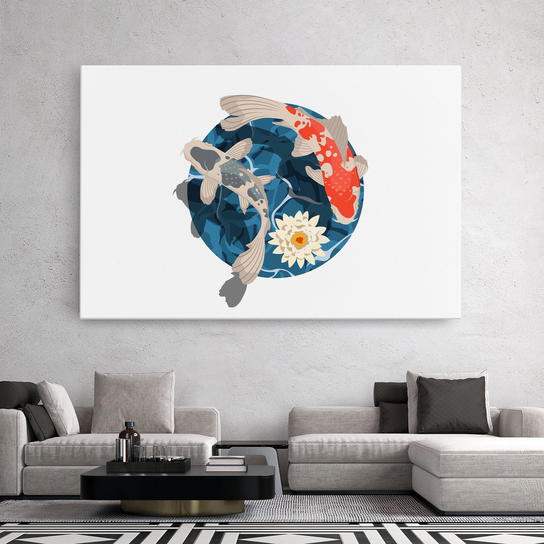 Obraz na Płótnie Grey Orange Koi mockup 2