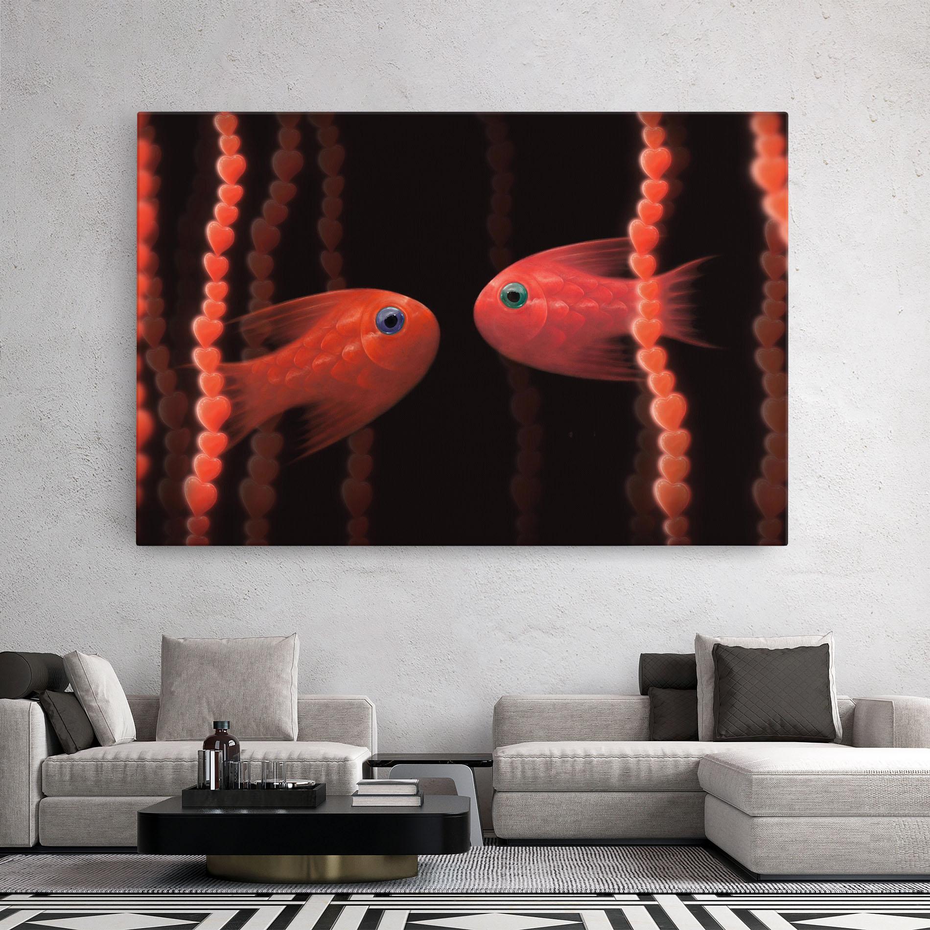 Obraz na Płótnie Orange Fish Heart mockup 2