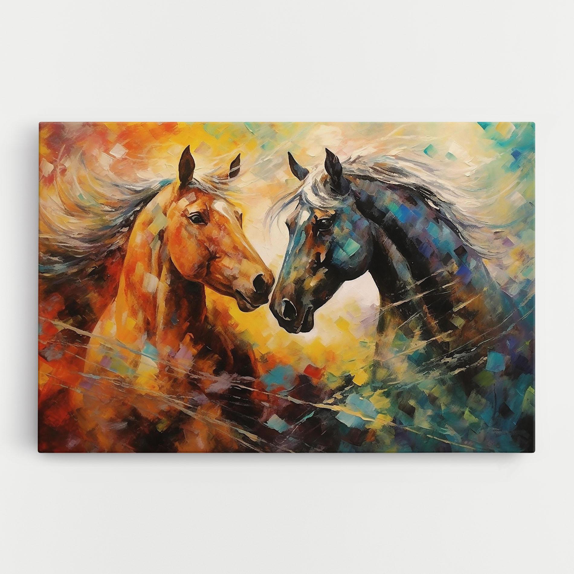 Obraz na Płótnie Brown Black Horses mockup 0