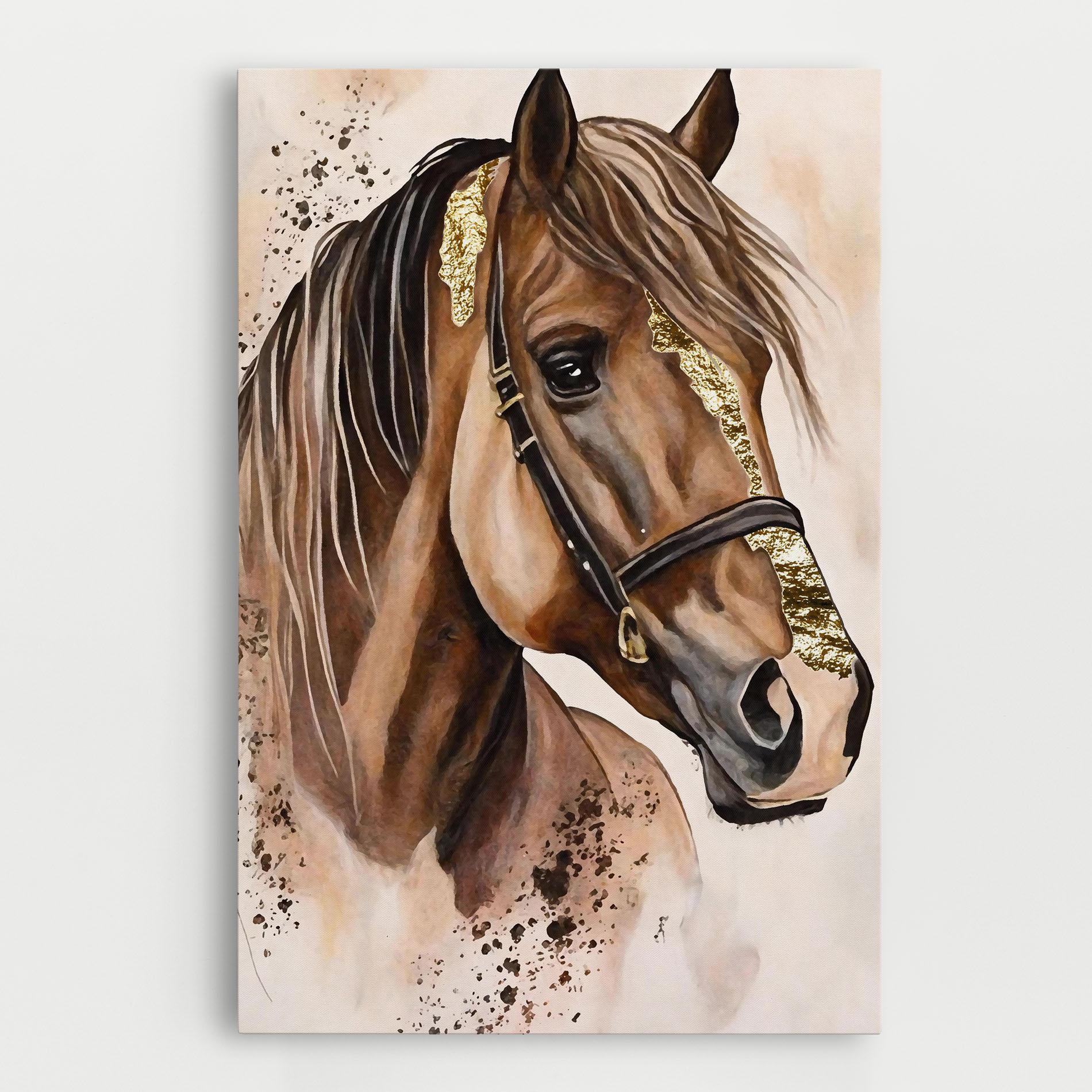 Obraz na Płótnie Gold Horse Painting mockup 0