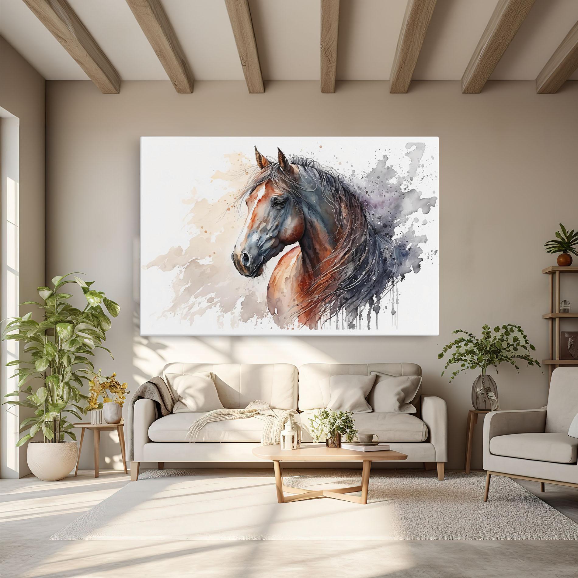 Obraz na Płótnie Black Brown Horse Painting mockup 6