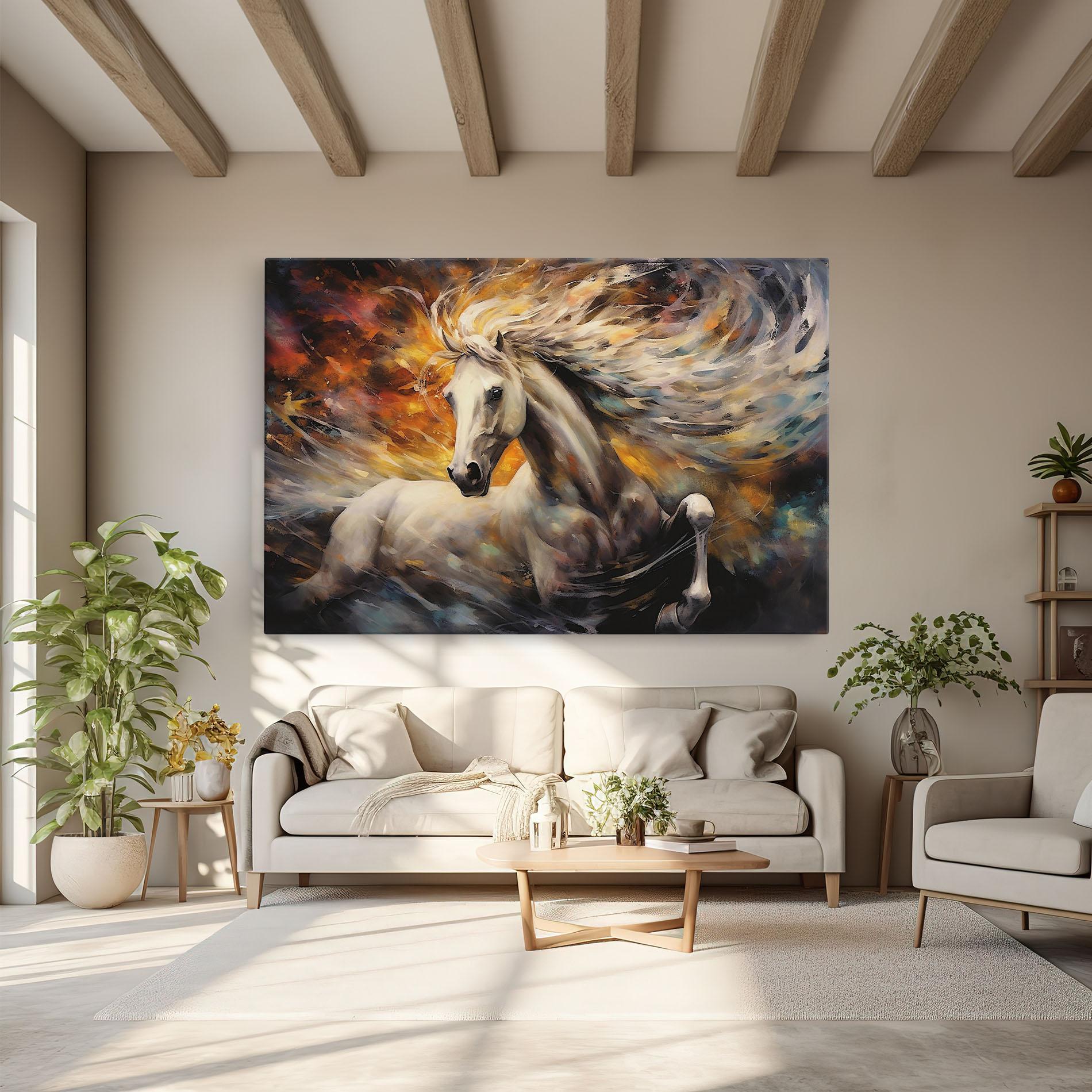 Obraz na Płótnie White Horse Painting mockup 6