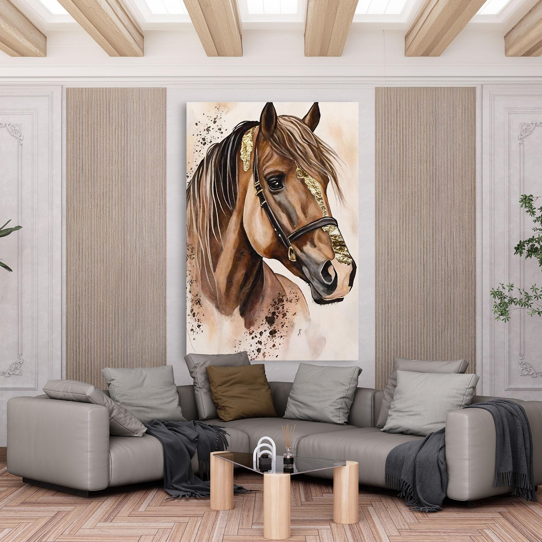 Obraz na Płótnie Gold Horse Painting mockup 6