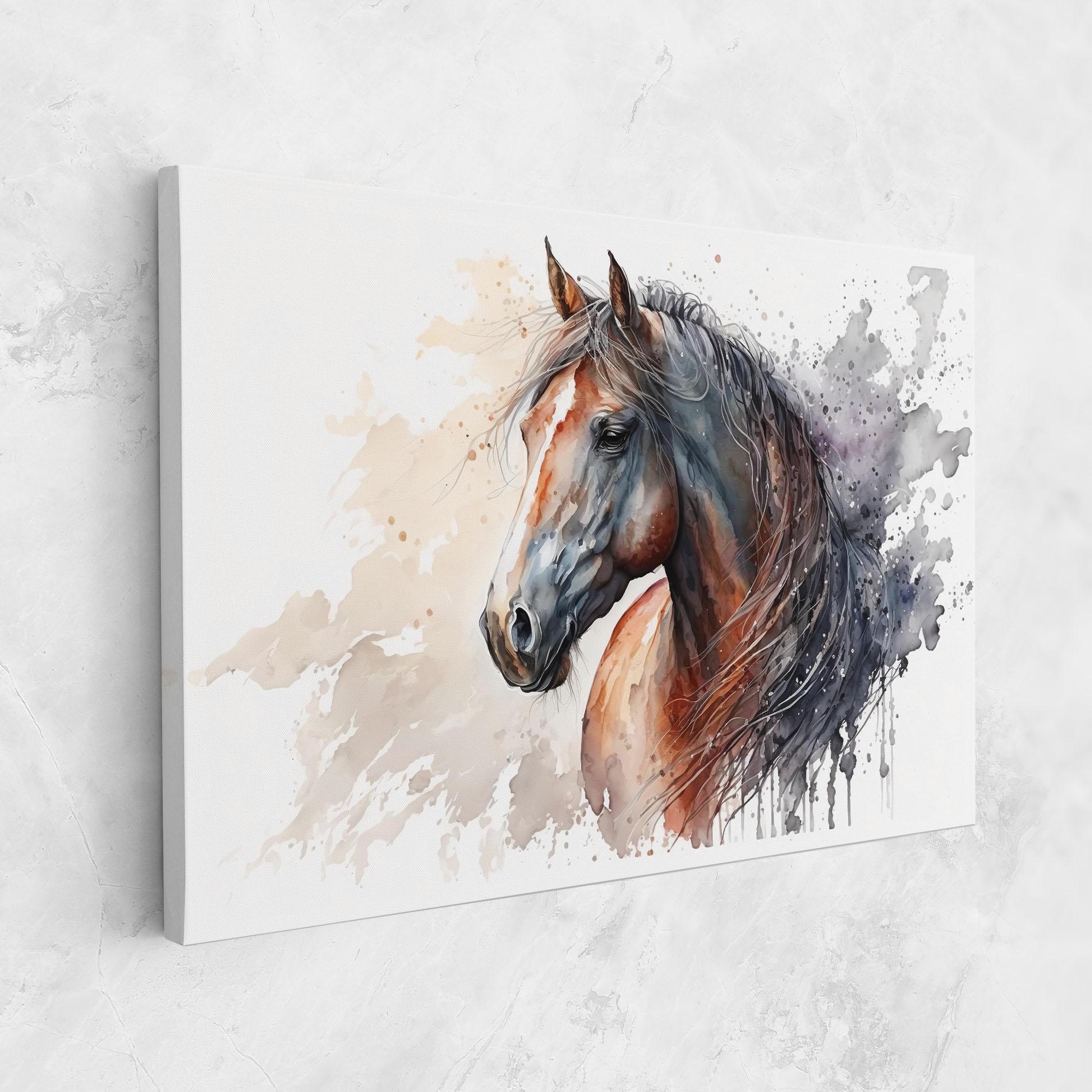 Obraz na Płótnie Black Brown Horse Painting mockup 1