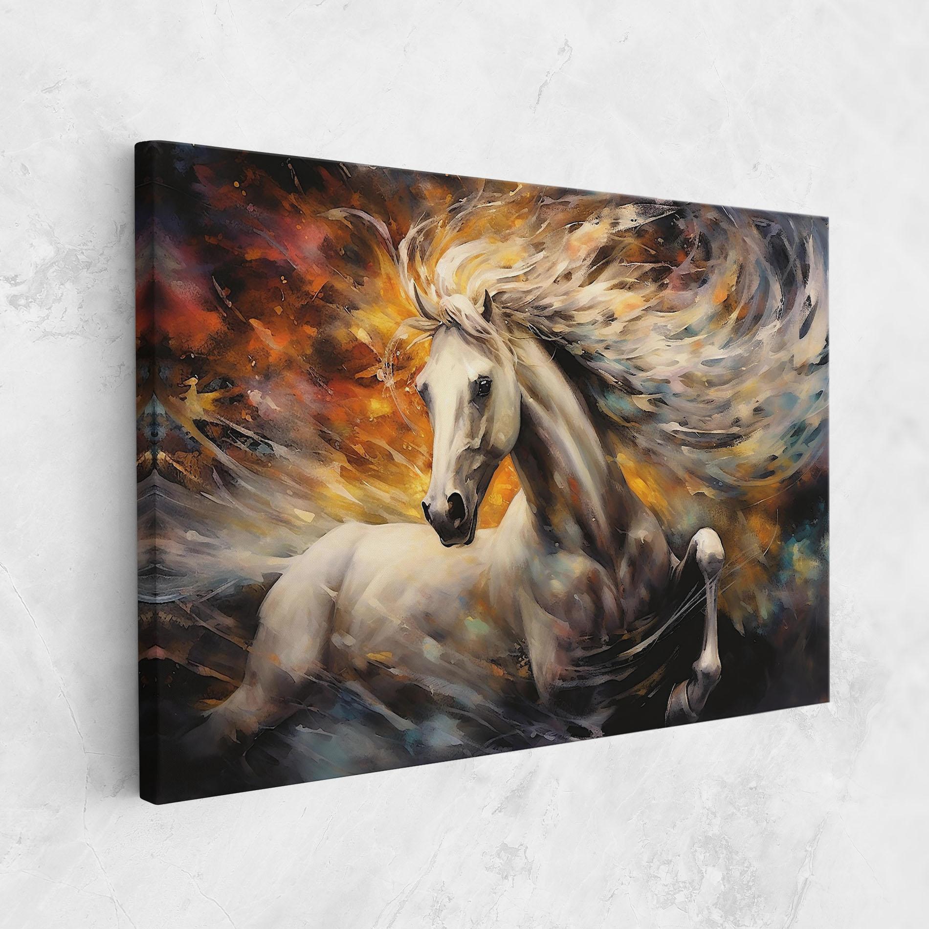 Obraz na Płótnie White Horse Painting mockup 1
