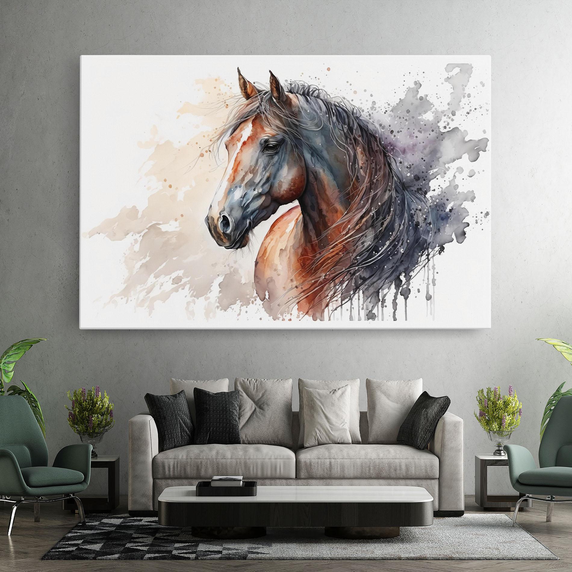 Obraz na Płótnie Black Brown Horse Painting mockup 7