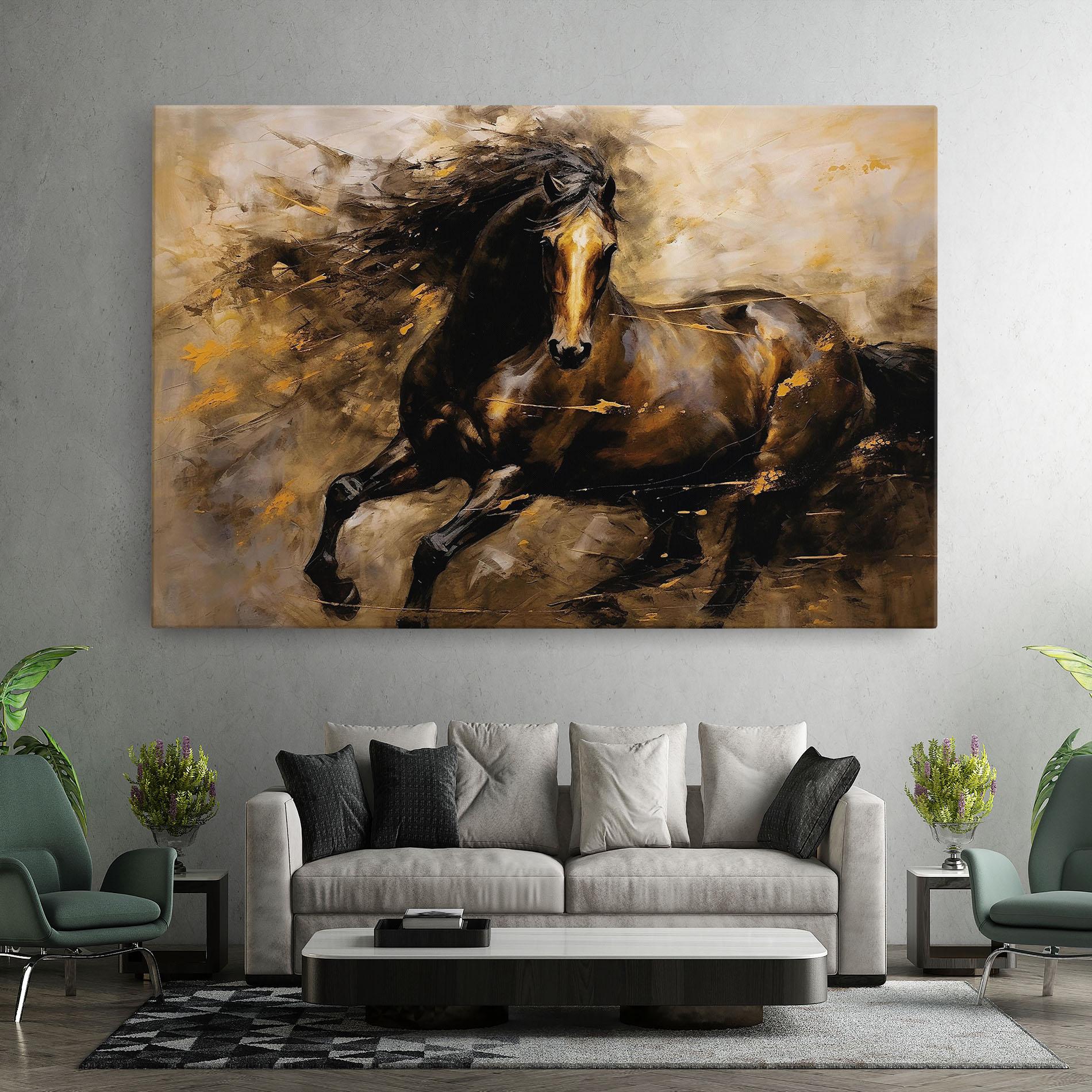 Obraz na Płótnie Gold Brown Horse mockup 7
