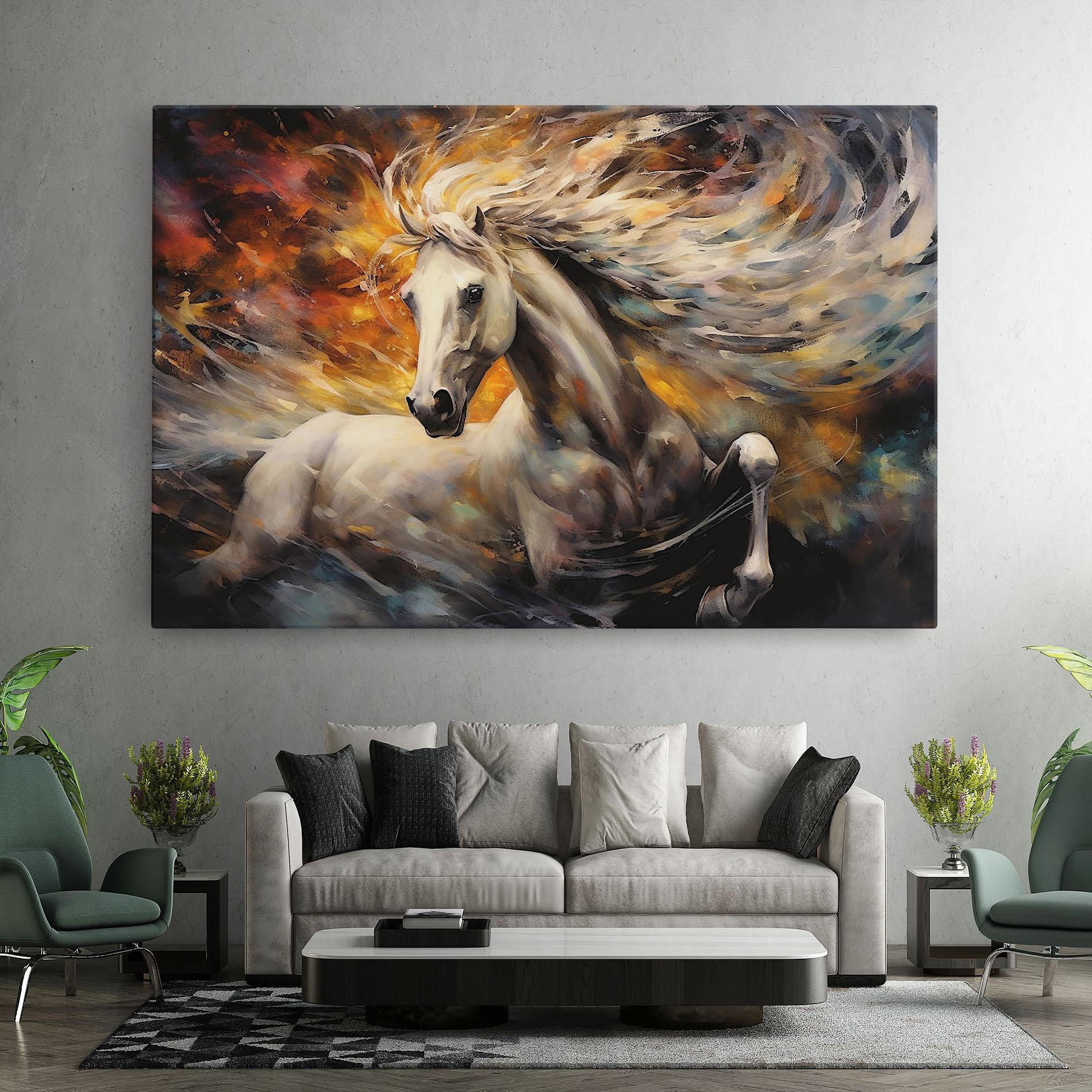 Obraz na Płótnie White Horse Painting mockup 7