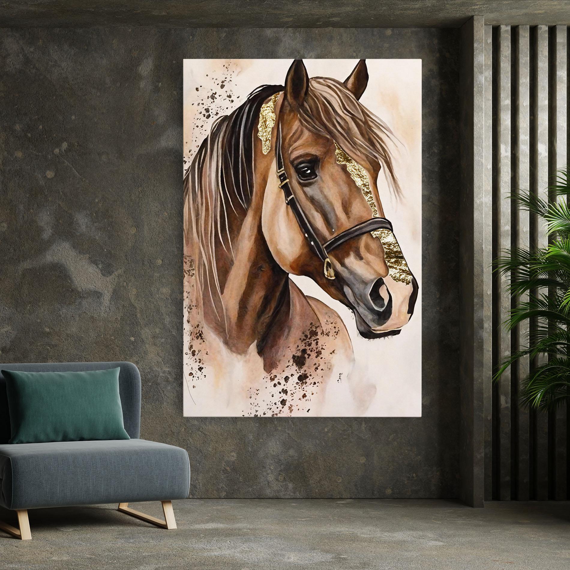 Obraz na Płótnie Gold Horse Painting mockup 7