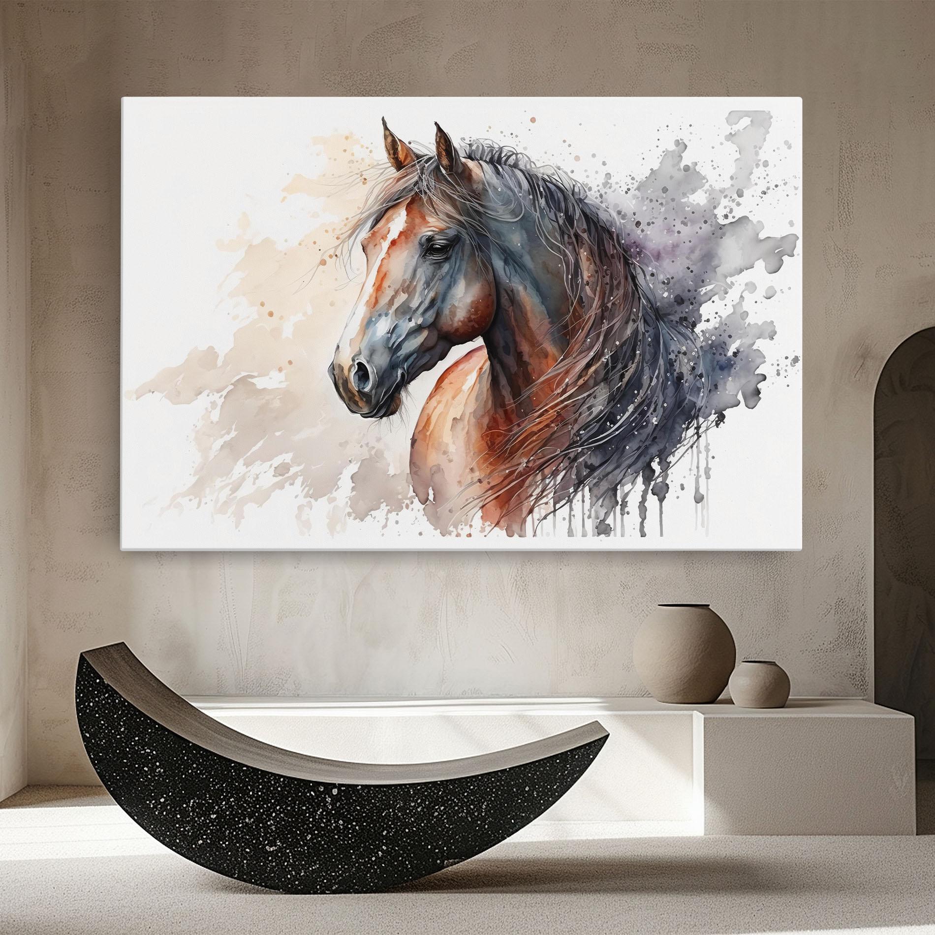 Obraz na Płótnie Black Brown Horse Painting mockup 8