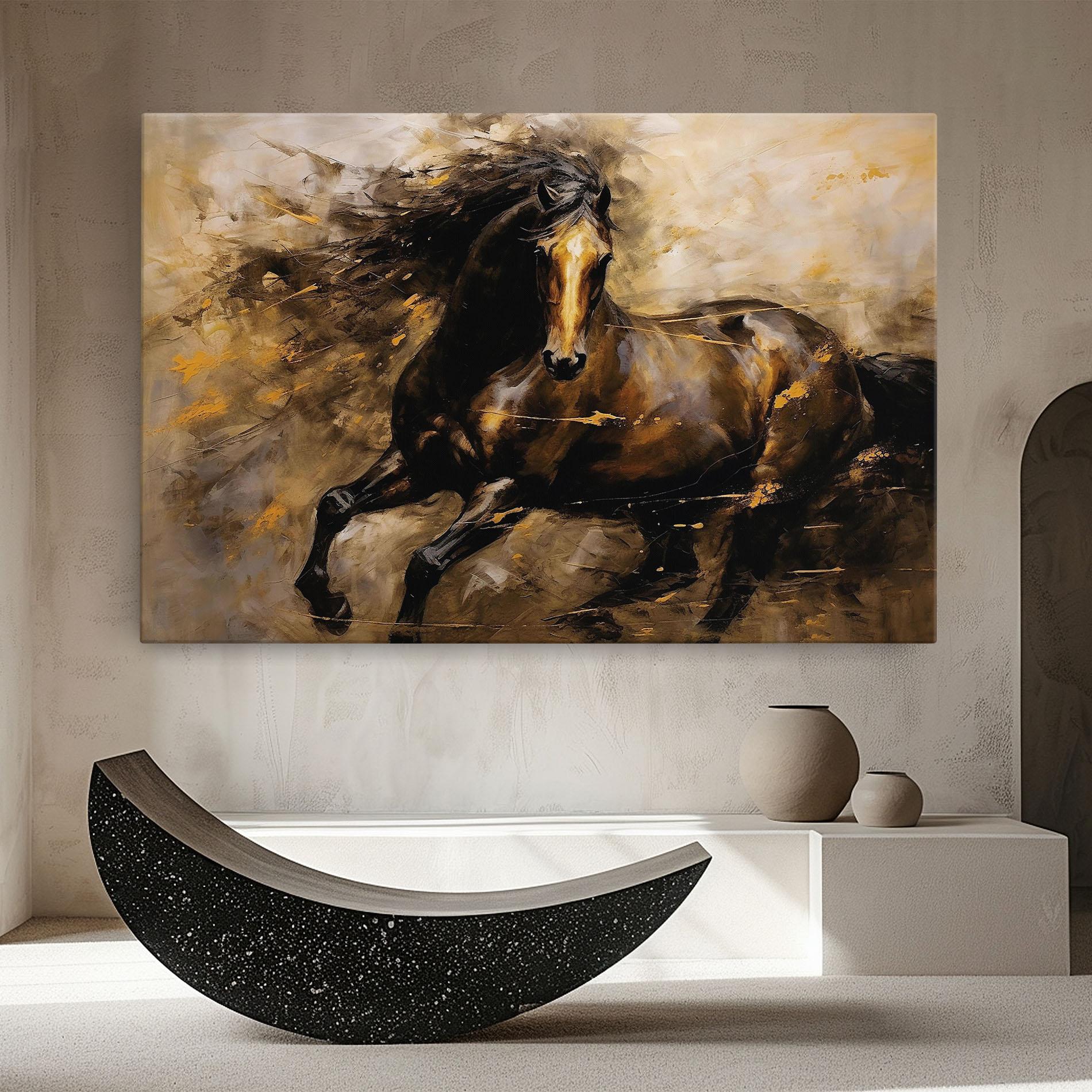 Obraz na Płótnie Gold Brown Horse mockup 8