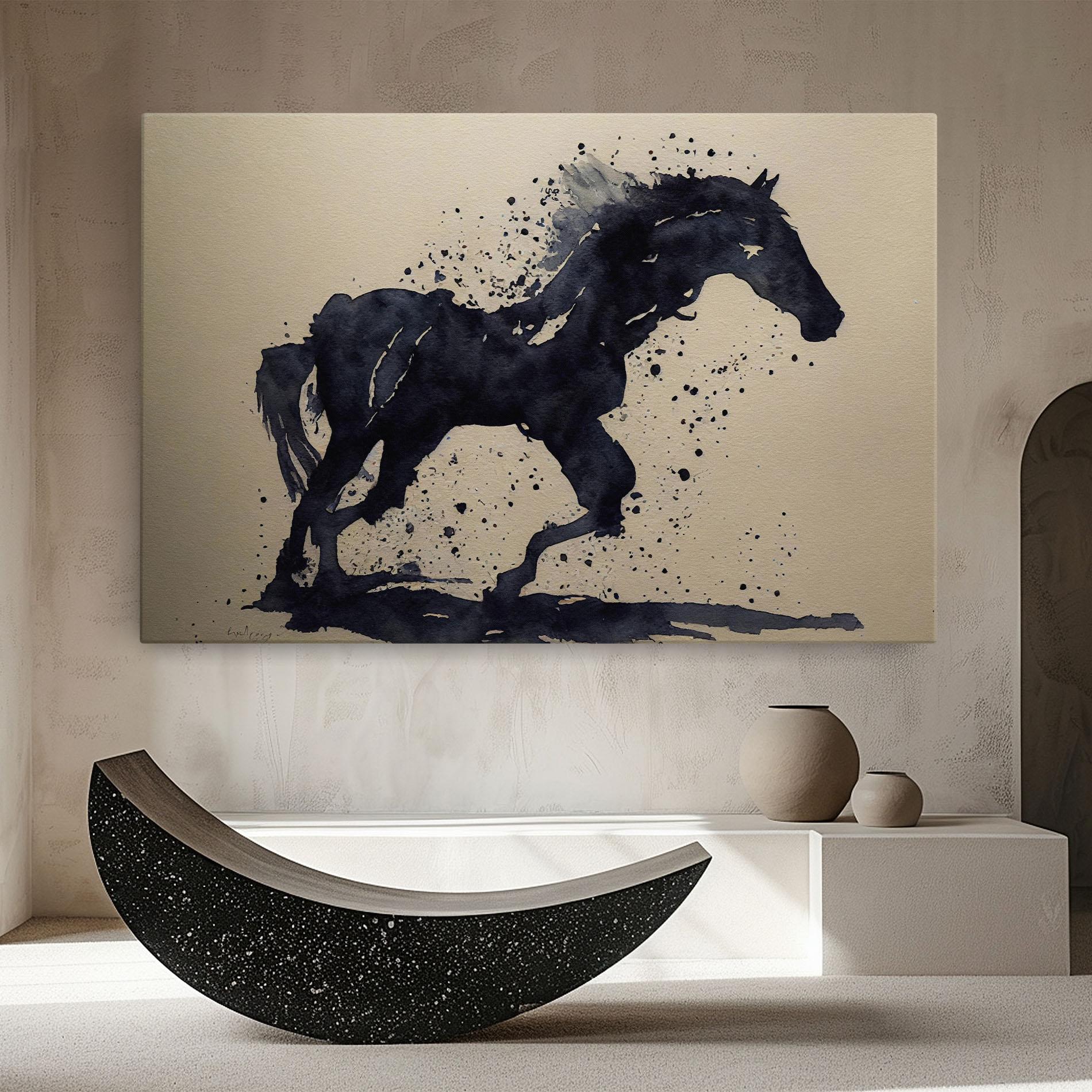 Obraz na Płótnie Watercolor Black Horse mockup 8