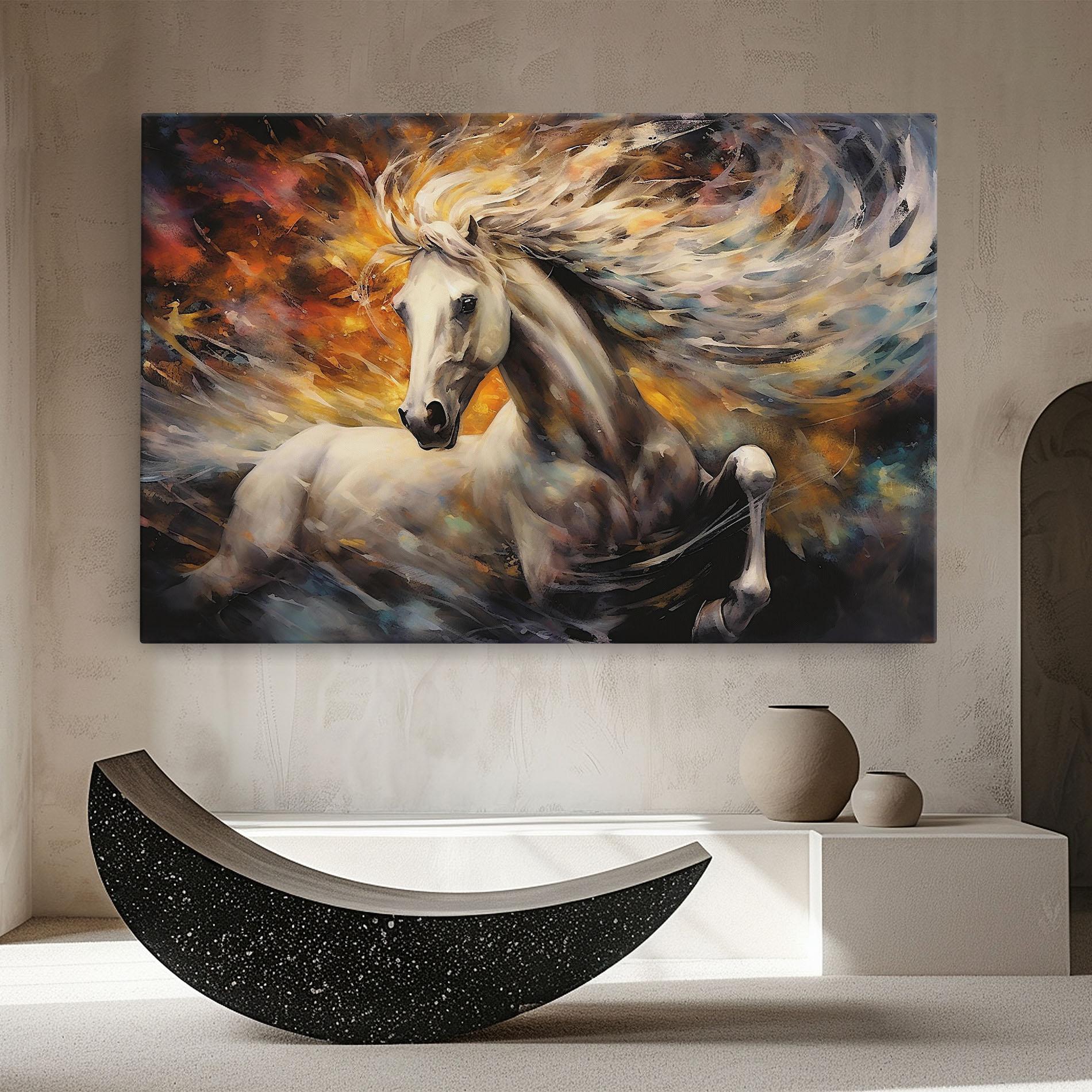Obraz na Płótnie White Horse Painting mockup 8