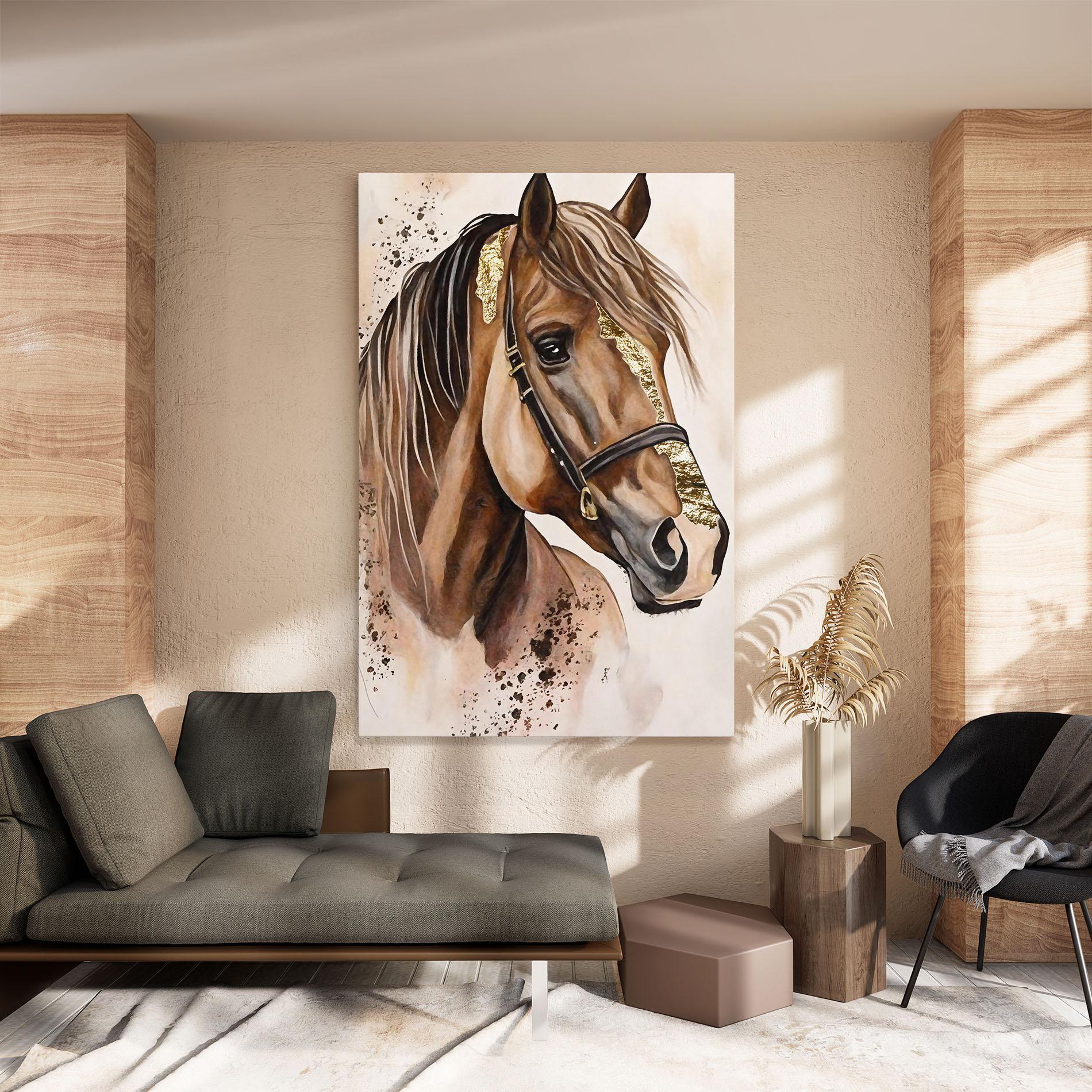 Obraz na Płótnie Gold Horse Painting mockup 8
