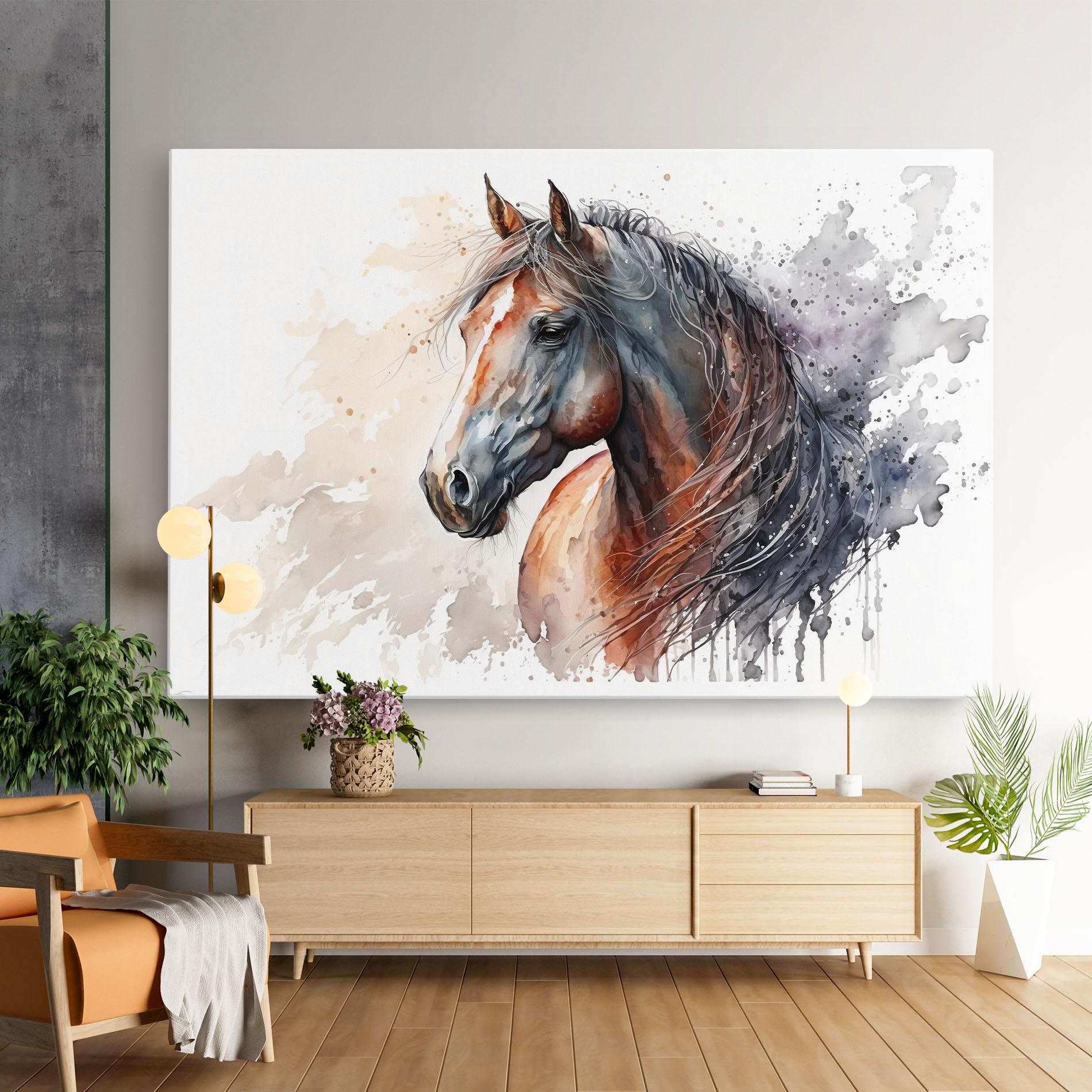 Obraz na Płótnie Black Brown Horse Painting mockup 9