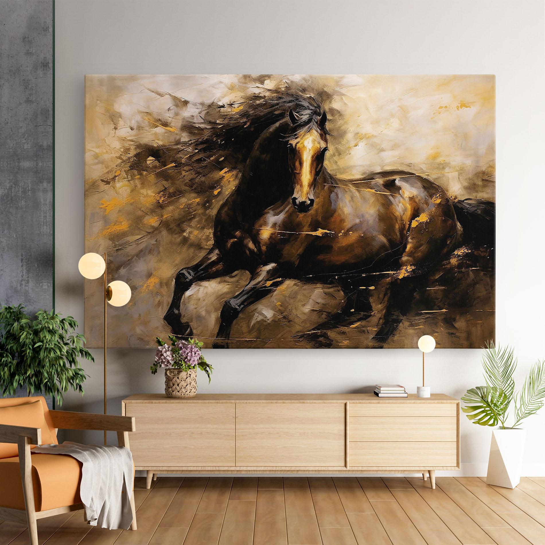 Obraz na Płótnie Gold Brown Horse mockup 9