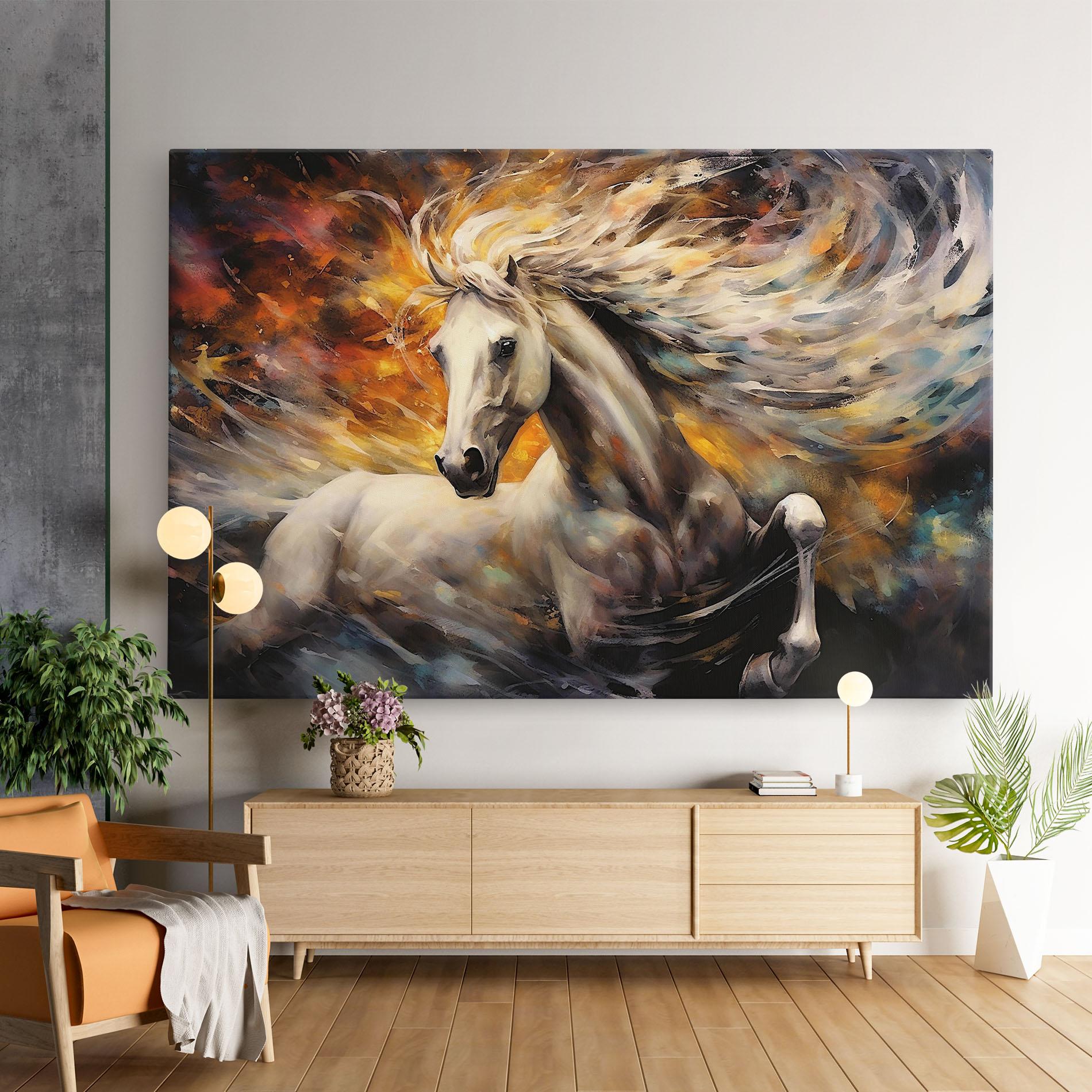 Obraz na Płótnie White Horse Painting mockup 9
