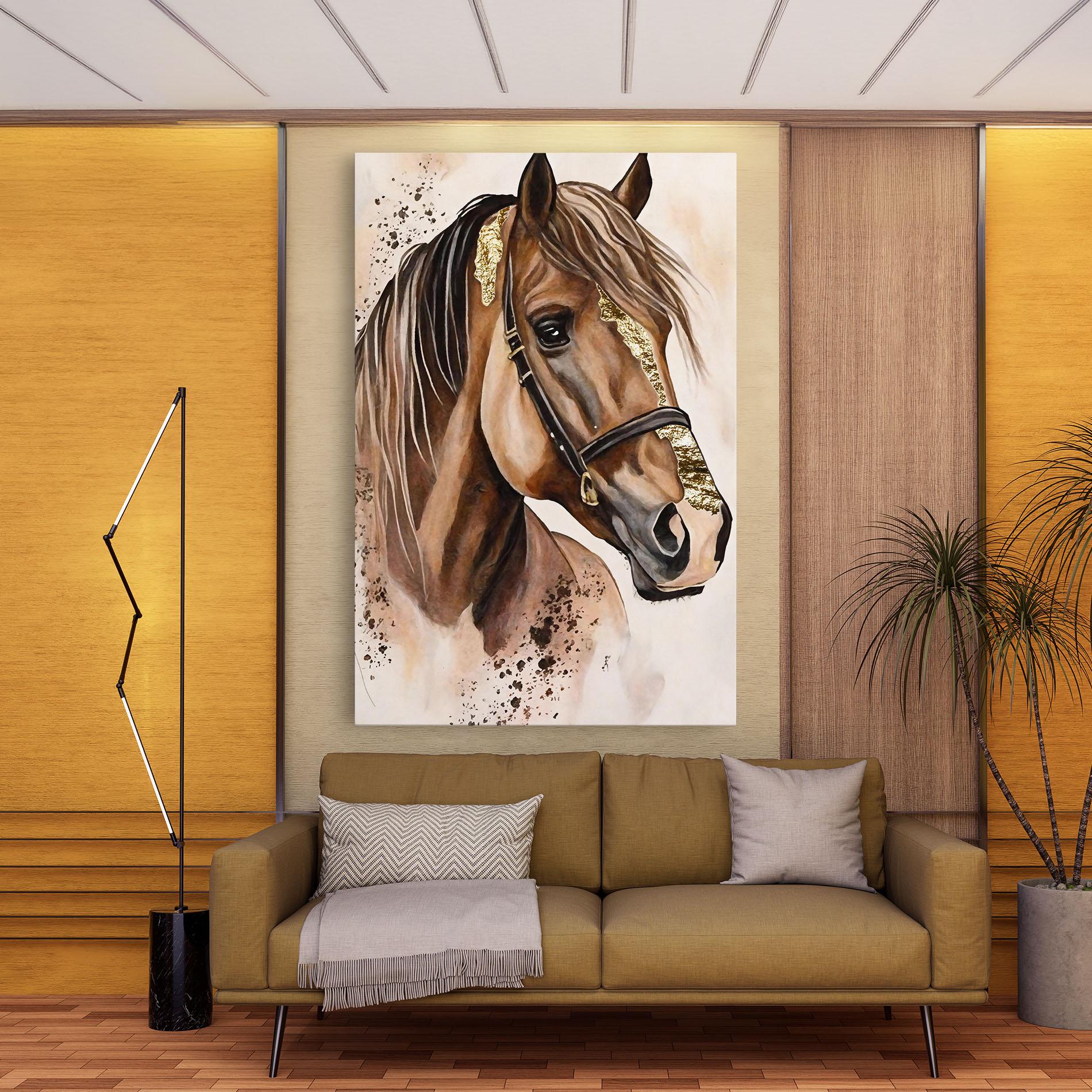 Obraz na Płótnie Gold Horse Painting mockup 9