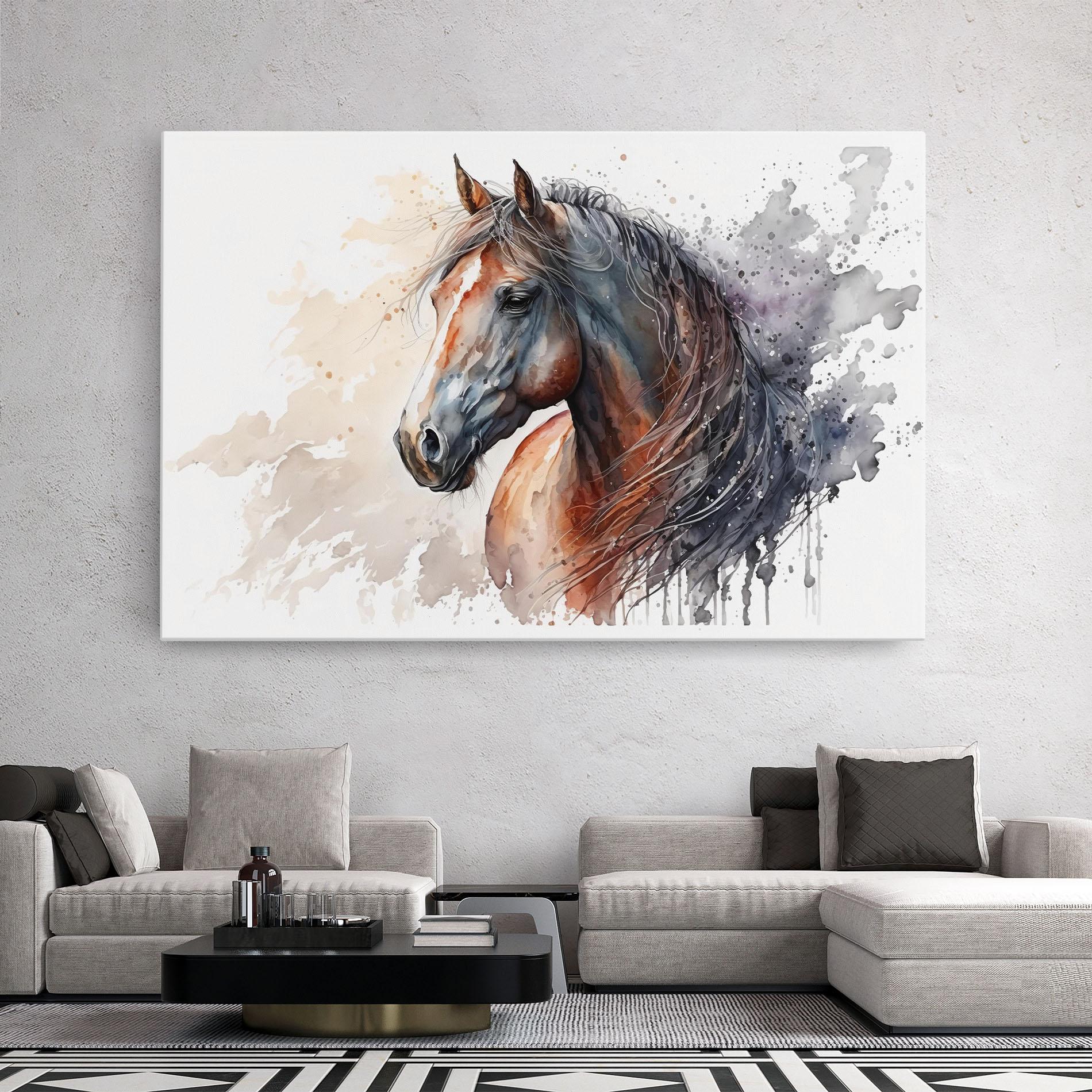 Obraz na Płótnie Black Brown Horse Painting mockup 2