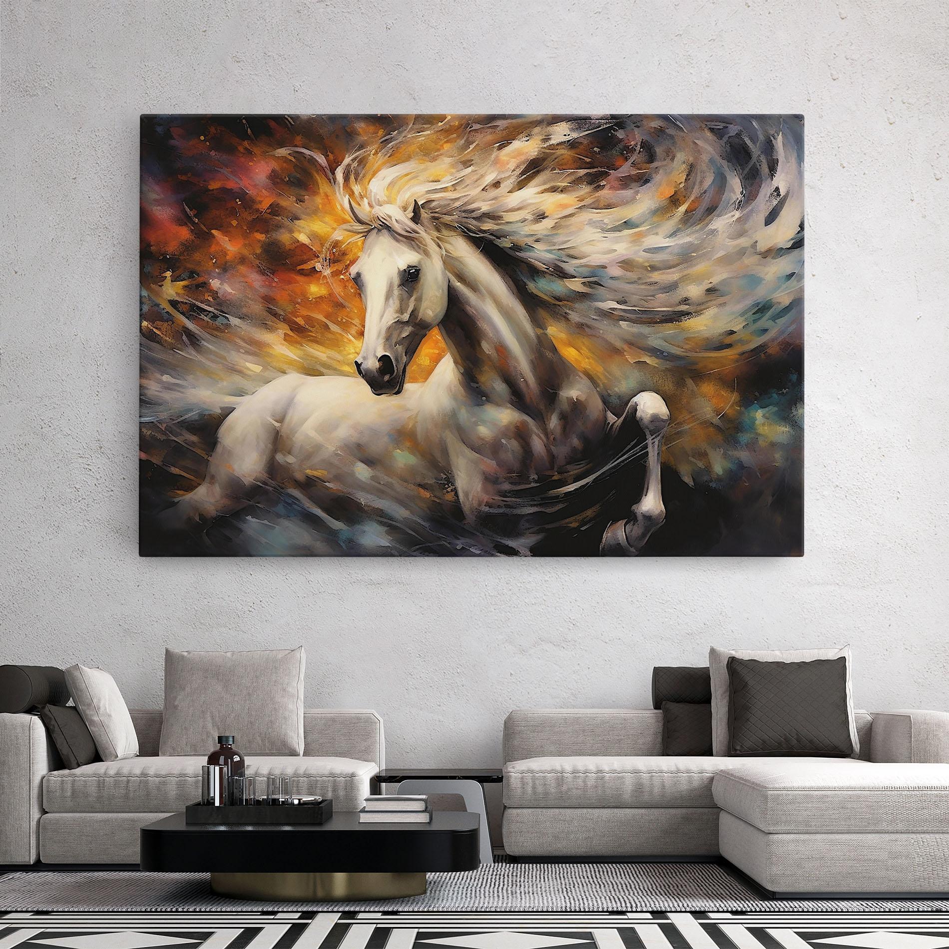 Obraz na Płótnie White Horse Painting mockup 2
