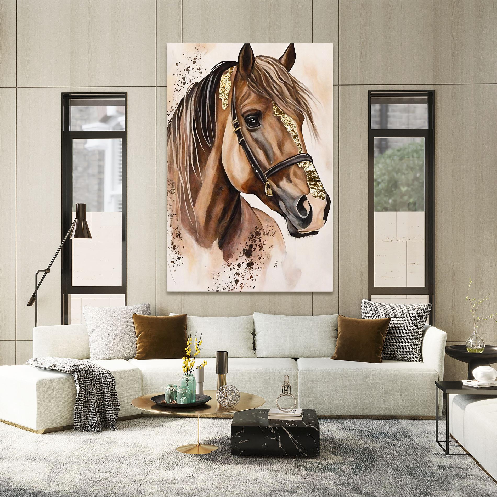 Obraz na Płótnie Gold Horse Painting mockup 2