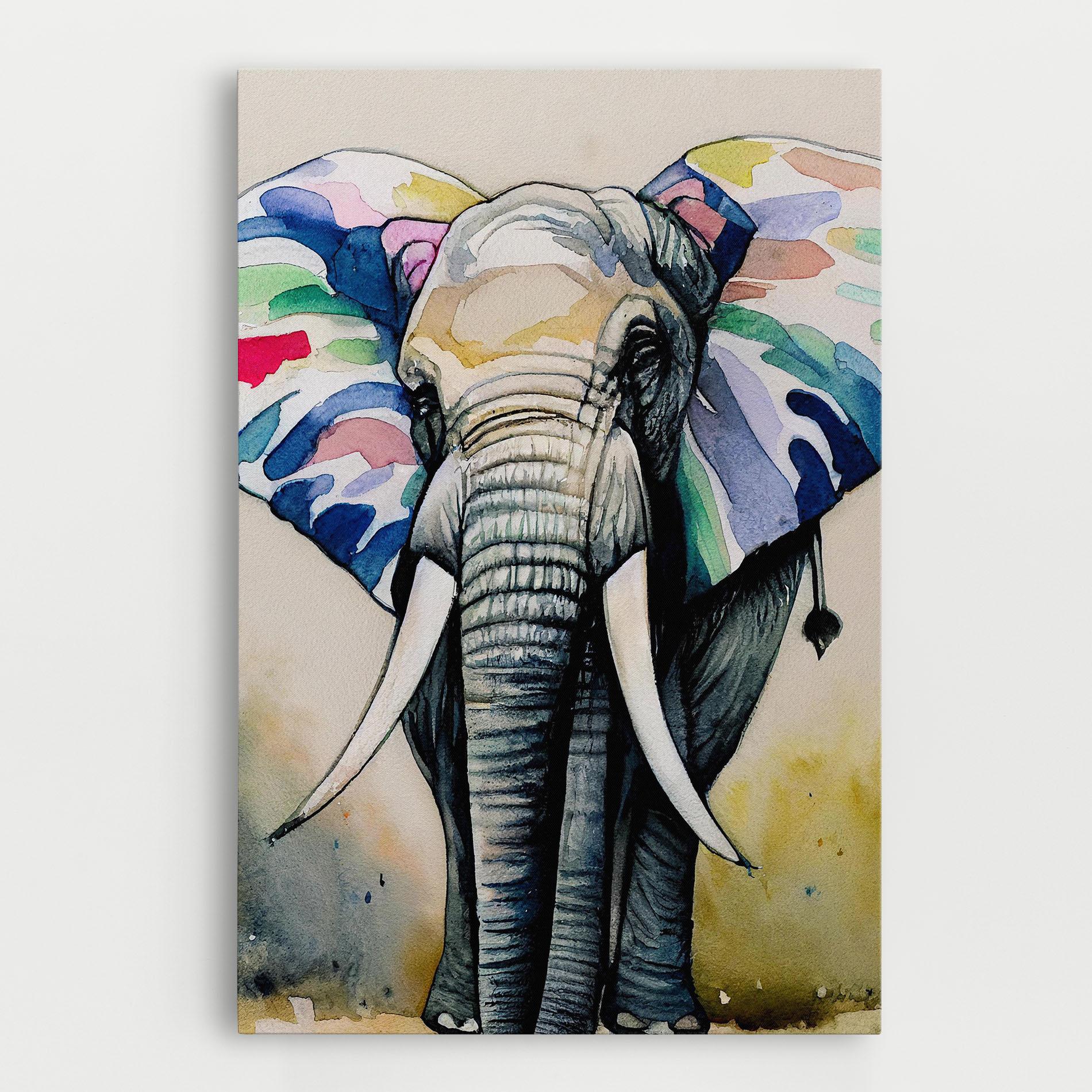 Obraz na Płótnie Watercolor Elephant Art mockup 0