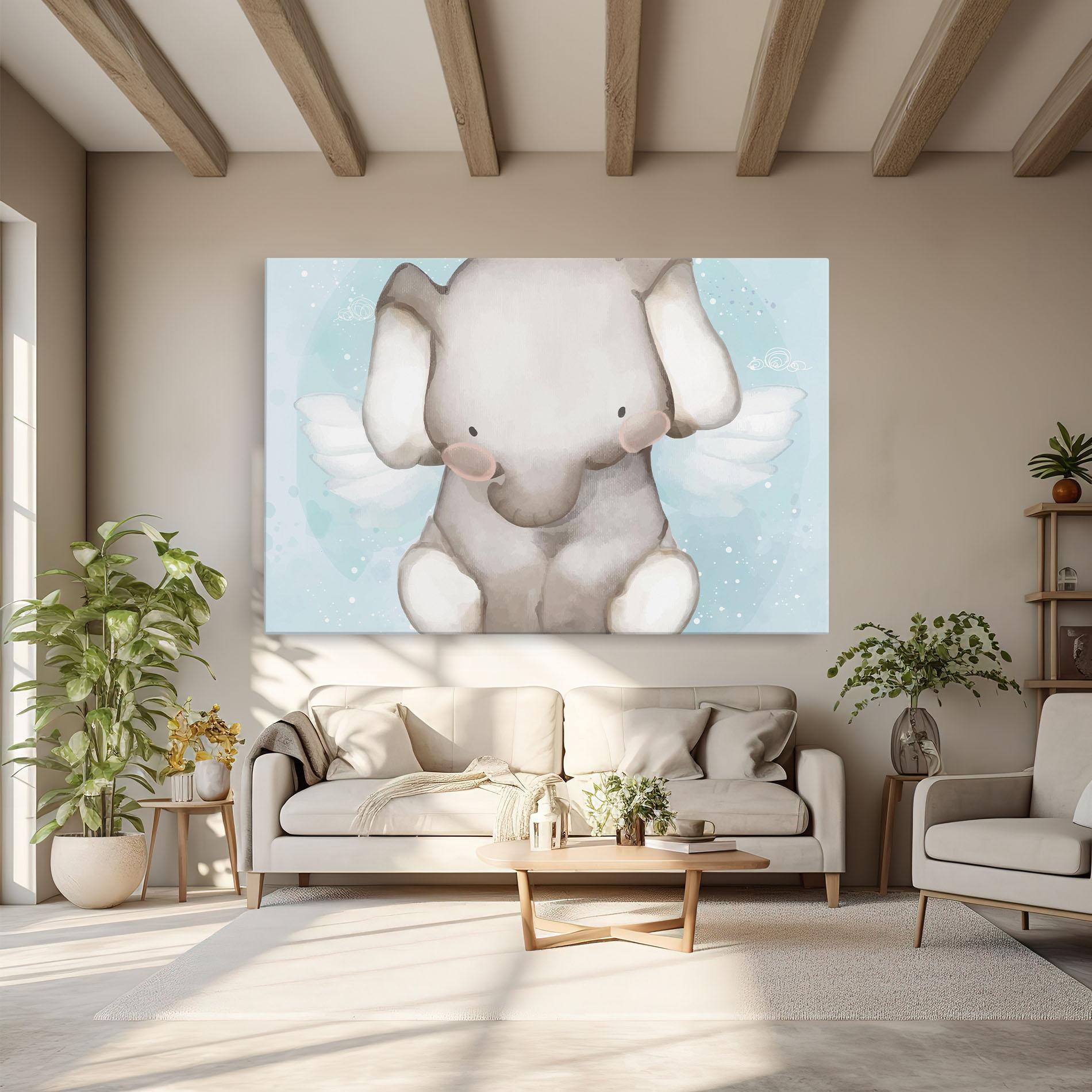 Obraz na Płótnie Elephant On Blue mockup 6