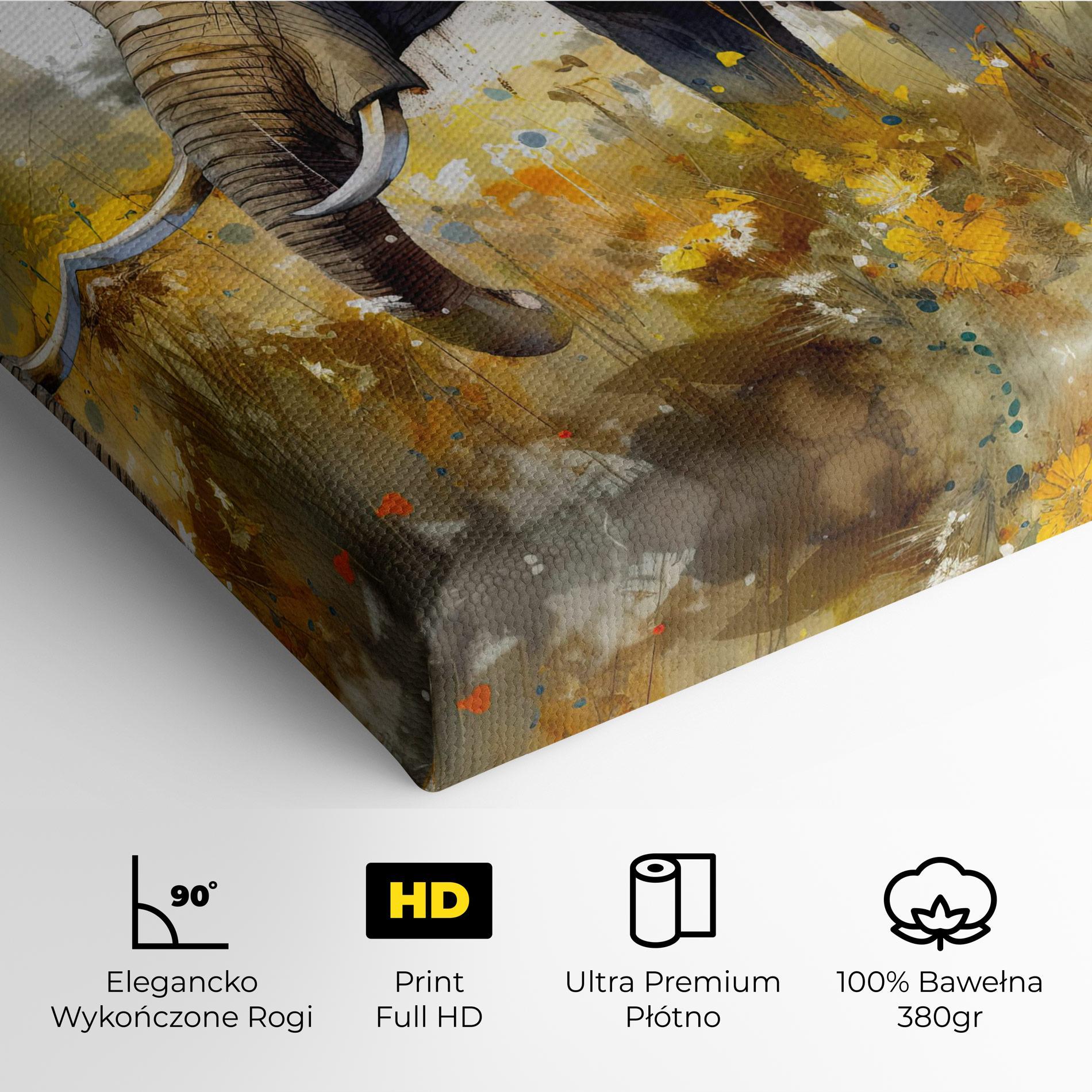 Obraz na Płótnie Yellow Flowers Elephant mockup 4