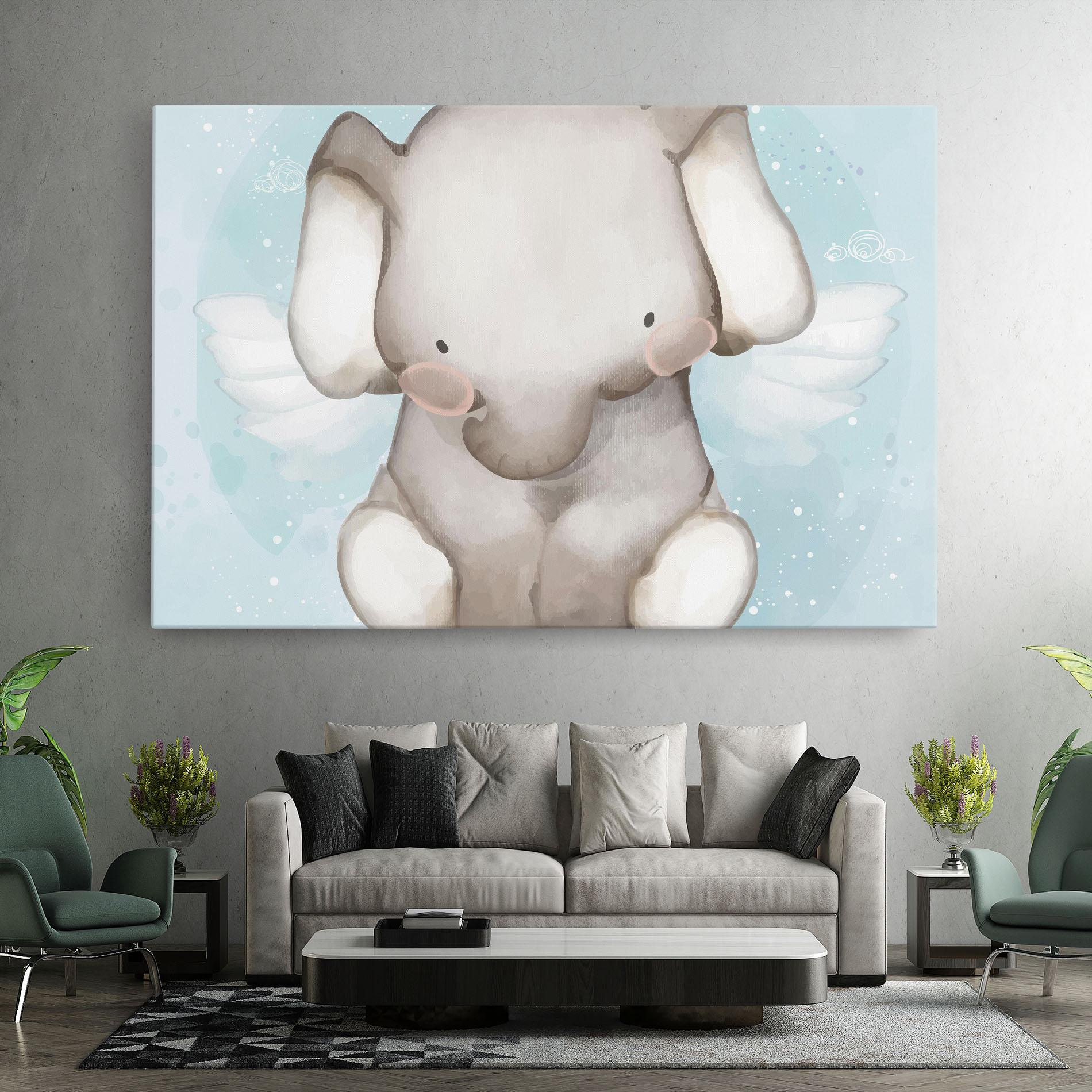 Obraz na Płótnie Elephant On Blue mockup 7