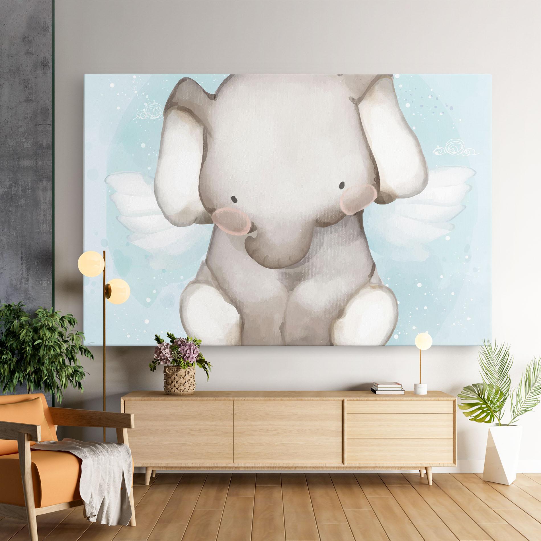 Obraz na Płótnie Elephant On Blue mockup 9