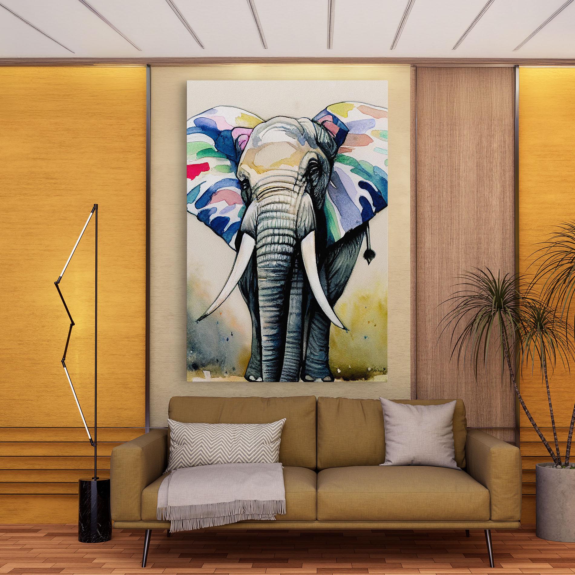 Obraz na Płótnie Watercolor Elephant Art mockup 9