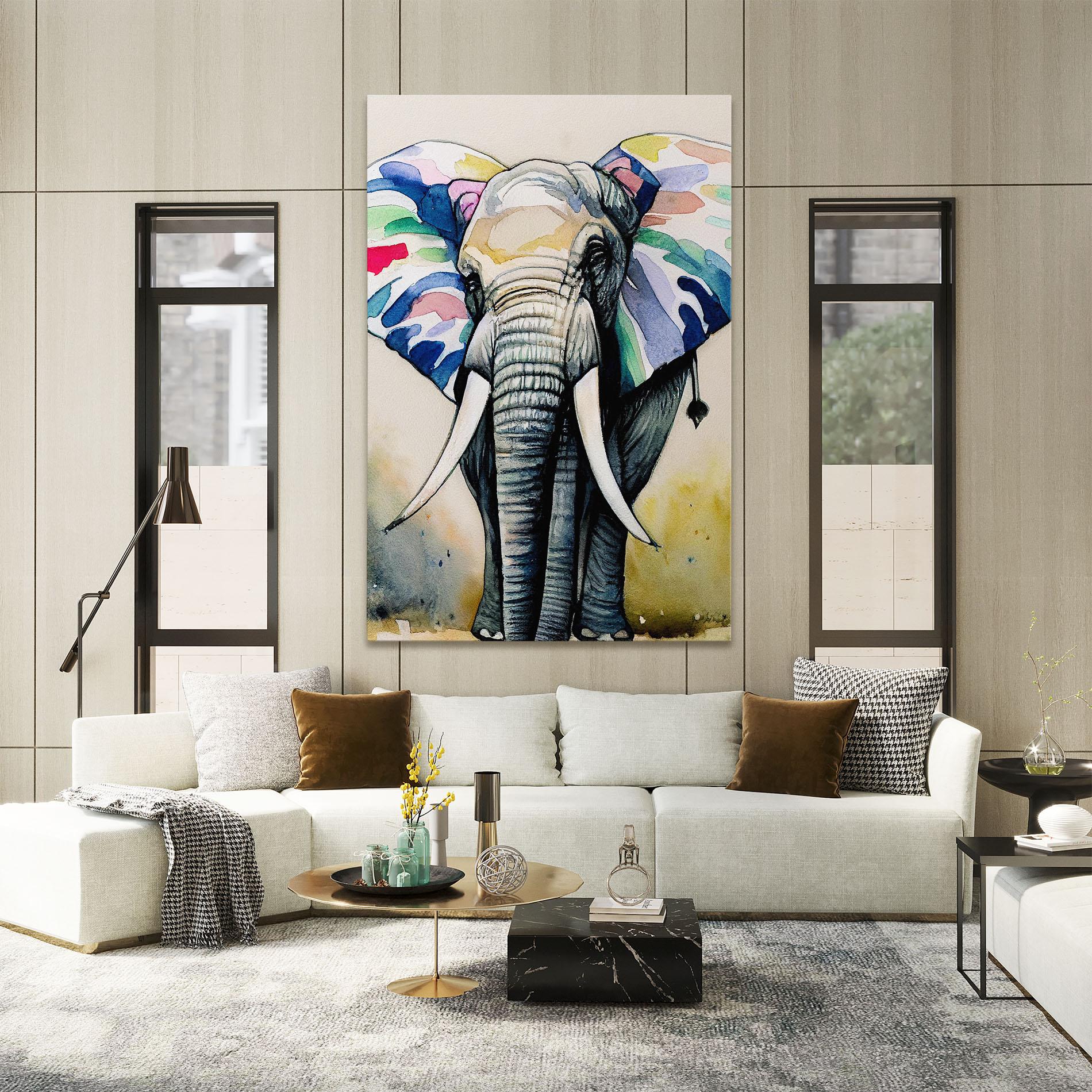 Obraz na Płótnie Watercolor Elephant Art mockup 2