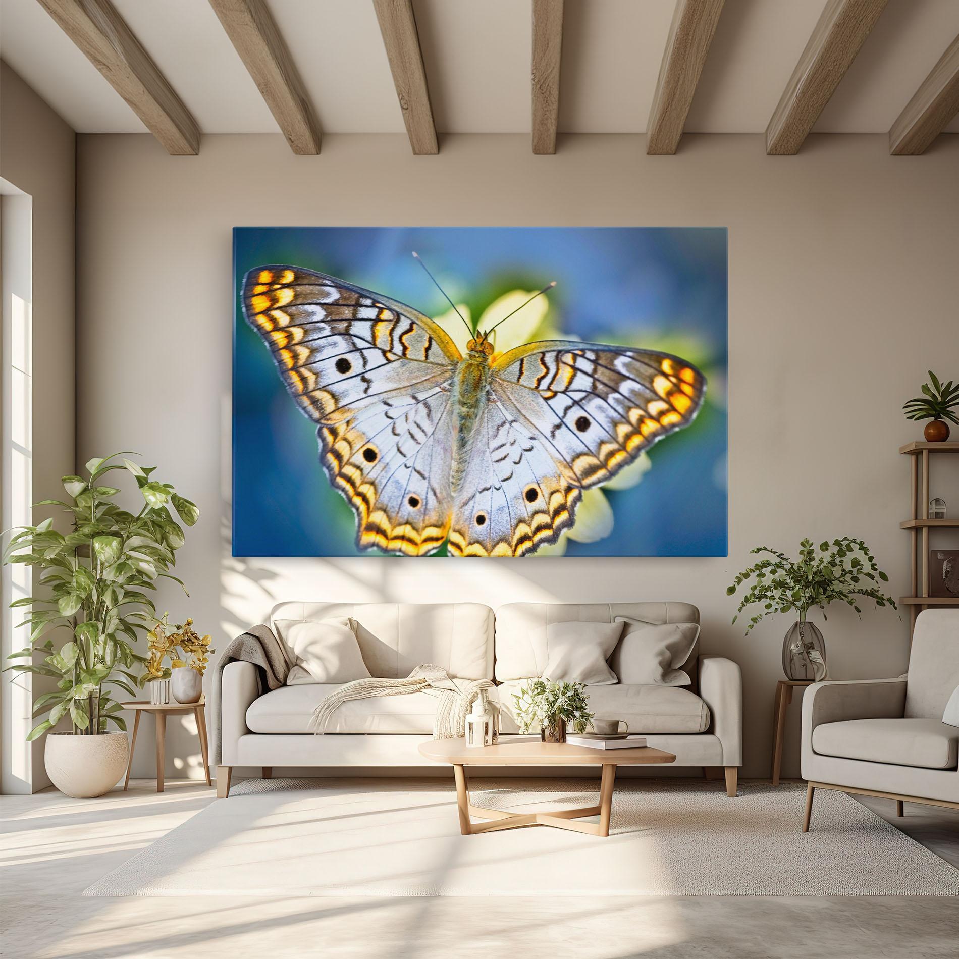 Obraz na Płótnie Yellow Grey Butterfly mockup 6