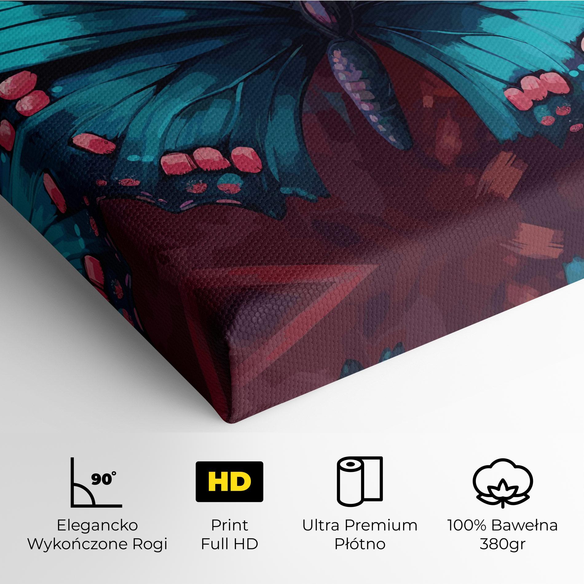 Obraz na Płótnie Blue Butterfly On Pink mockup 4