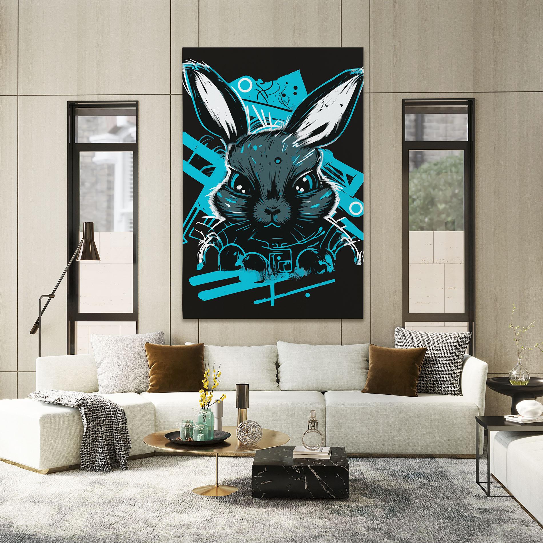 Obraz na Płótnie Grey Blue Bunny mockup 2