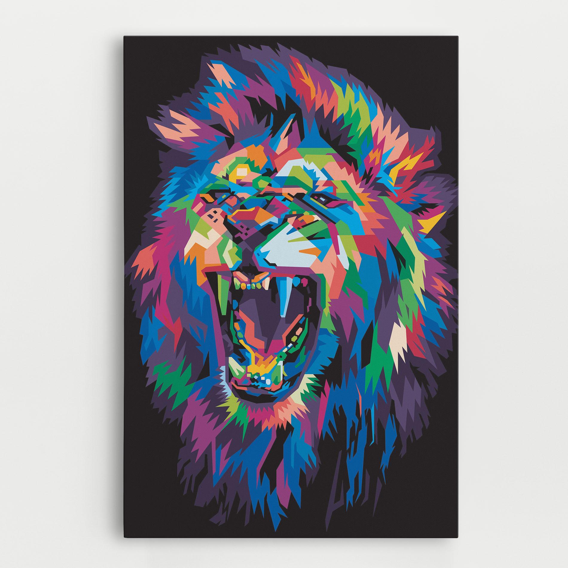 Obraz na Płótnie Colorful Lion Head mockup 0