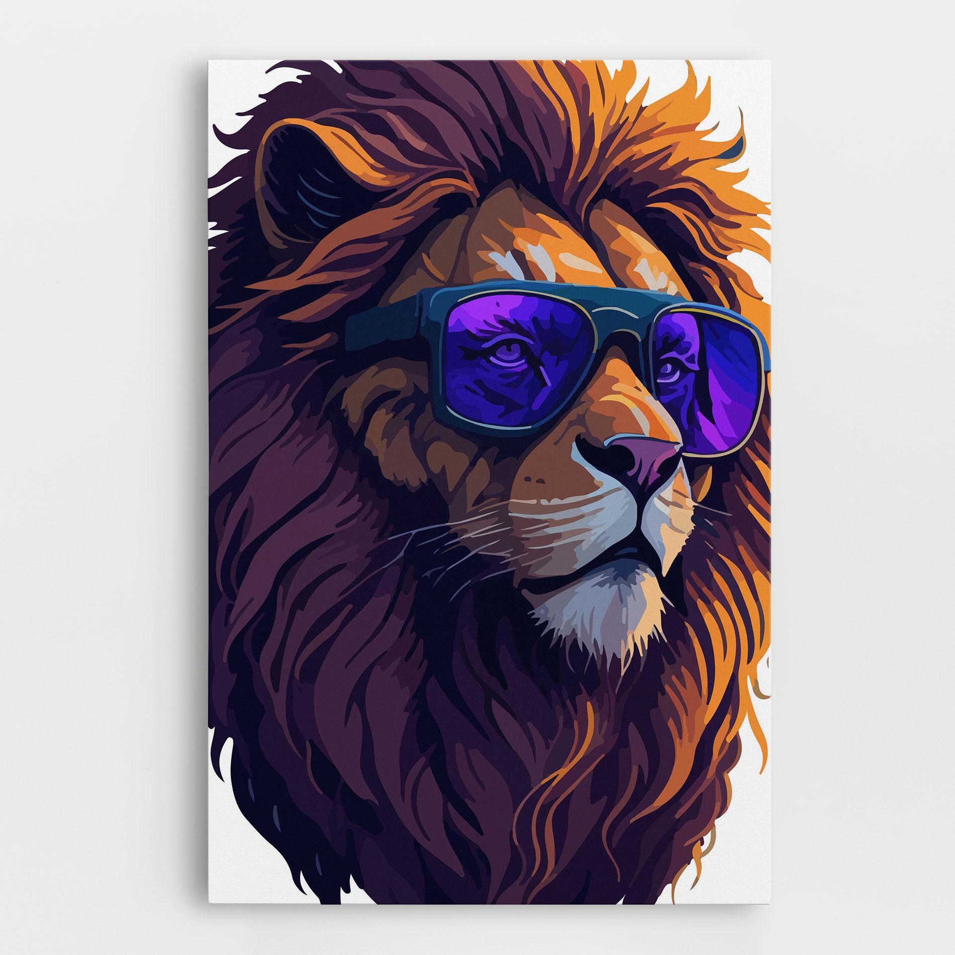 Obraz na Płótnie Purple Glassesc Lion mockup 0