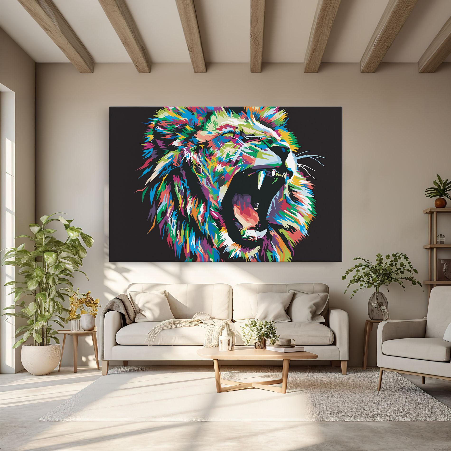 Obraz na Płótnie Green Blue Lion mockup 6