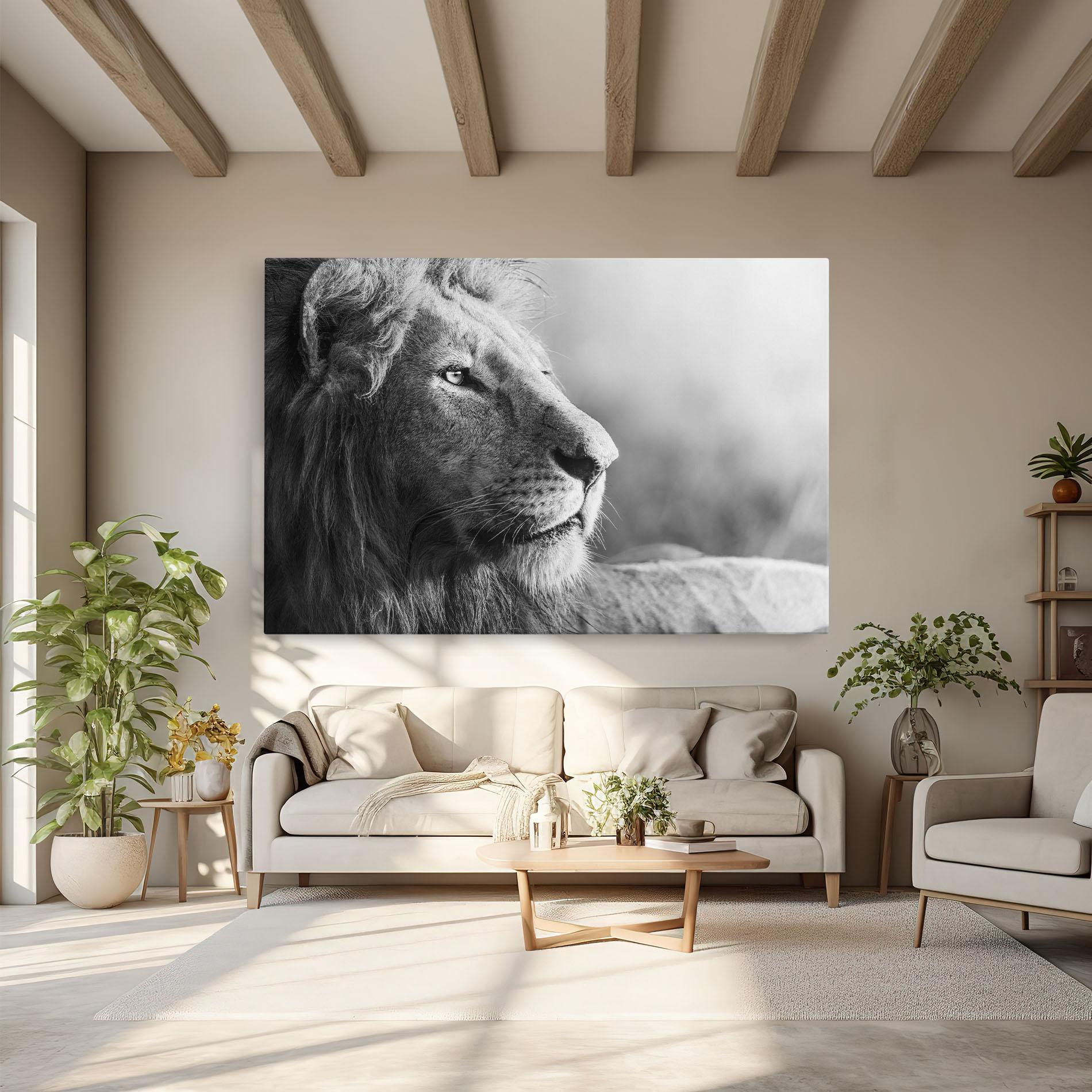 Obraz na Płótnie Grey Lion Head mockup 6