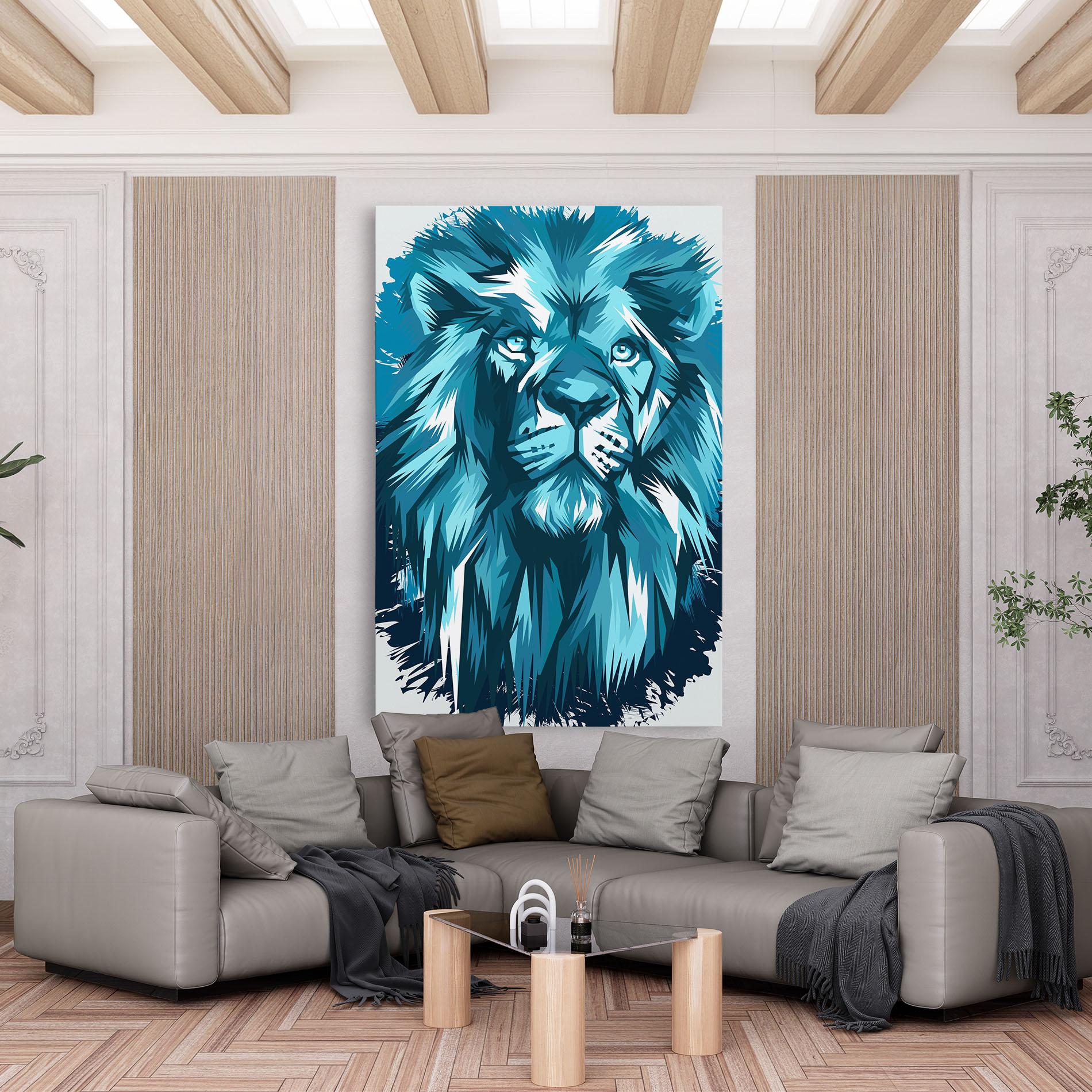 Obraz na Płótnie Blue Lion Head mockup 6